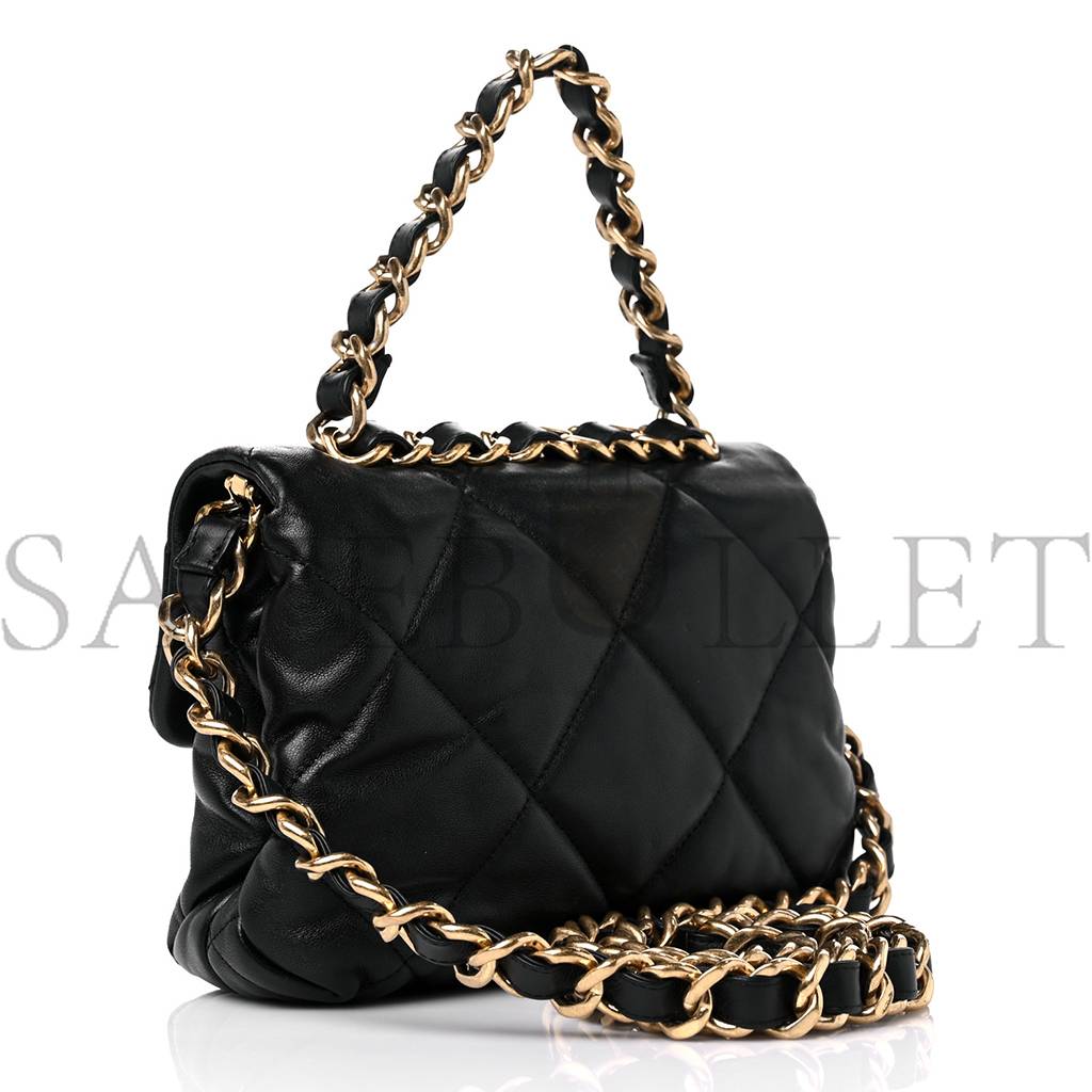 Ch*el lambskin quilted chain top handle flap black gold hardware (19*18*3cm)