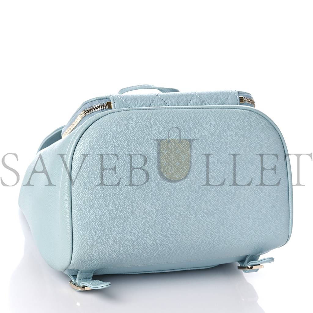 Ch*el caviar quilted business affinity backpack light blue (24*23*13cm)