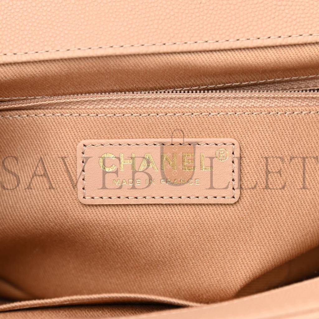 Ch*el caviar quilted medium business affinity flap beige gold hardware (22*16*7cm)