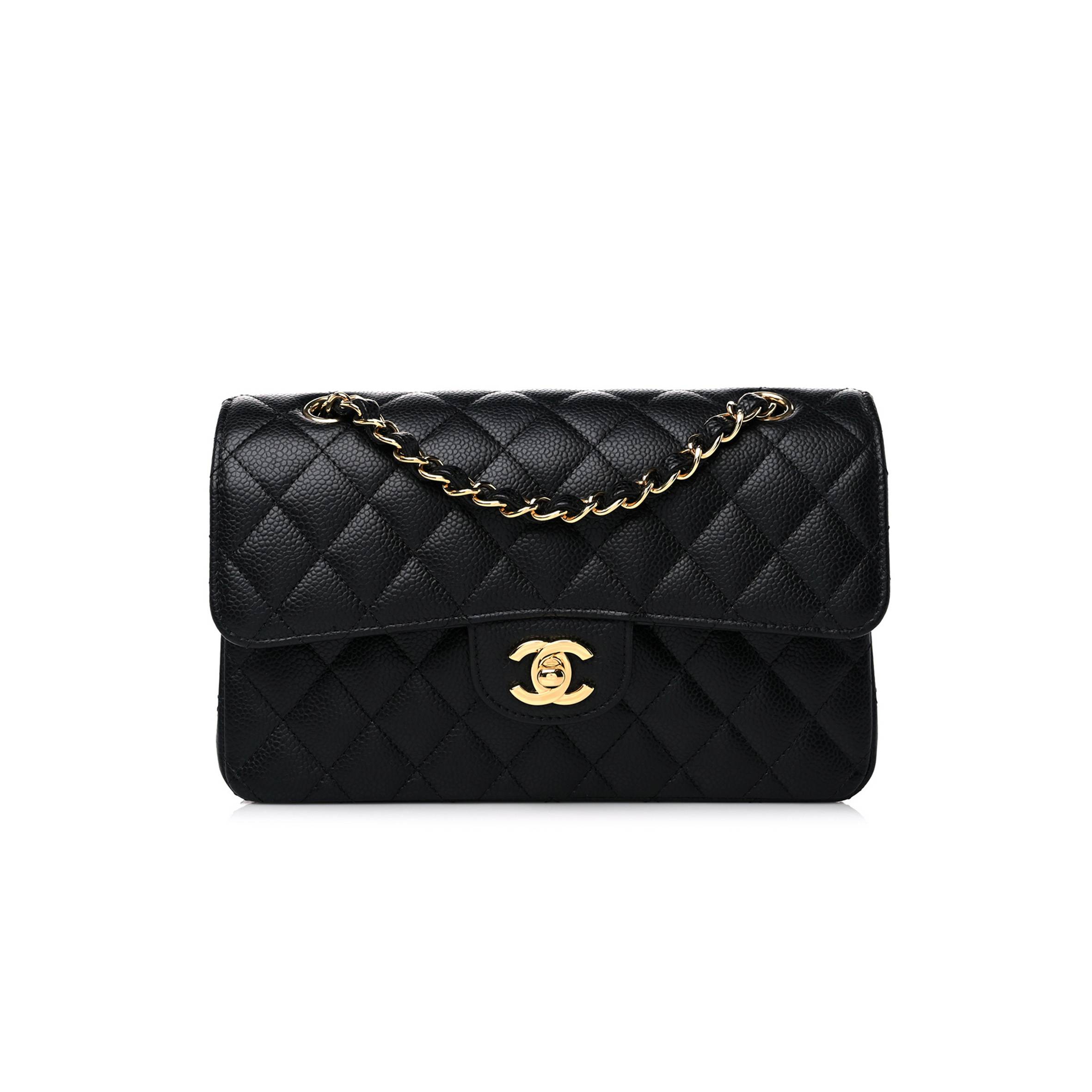 Ch*el caviar quilted small double flap black gold hardware (23*15*6cm)