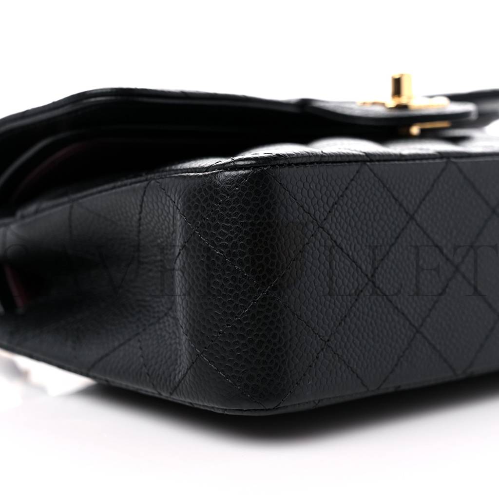 Ch*el caviar quilted small double flap black gold hardware (23*15*6cm)