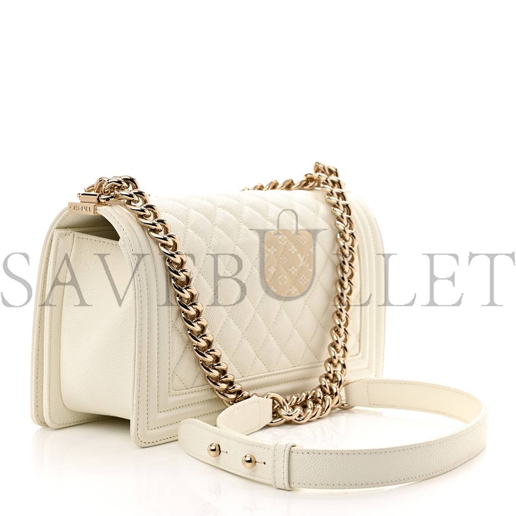 Ch*el caviar quilted medium boy flap white rose gold hardware (25*15*10cm)