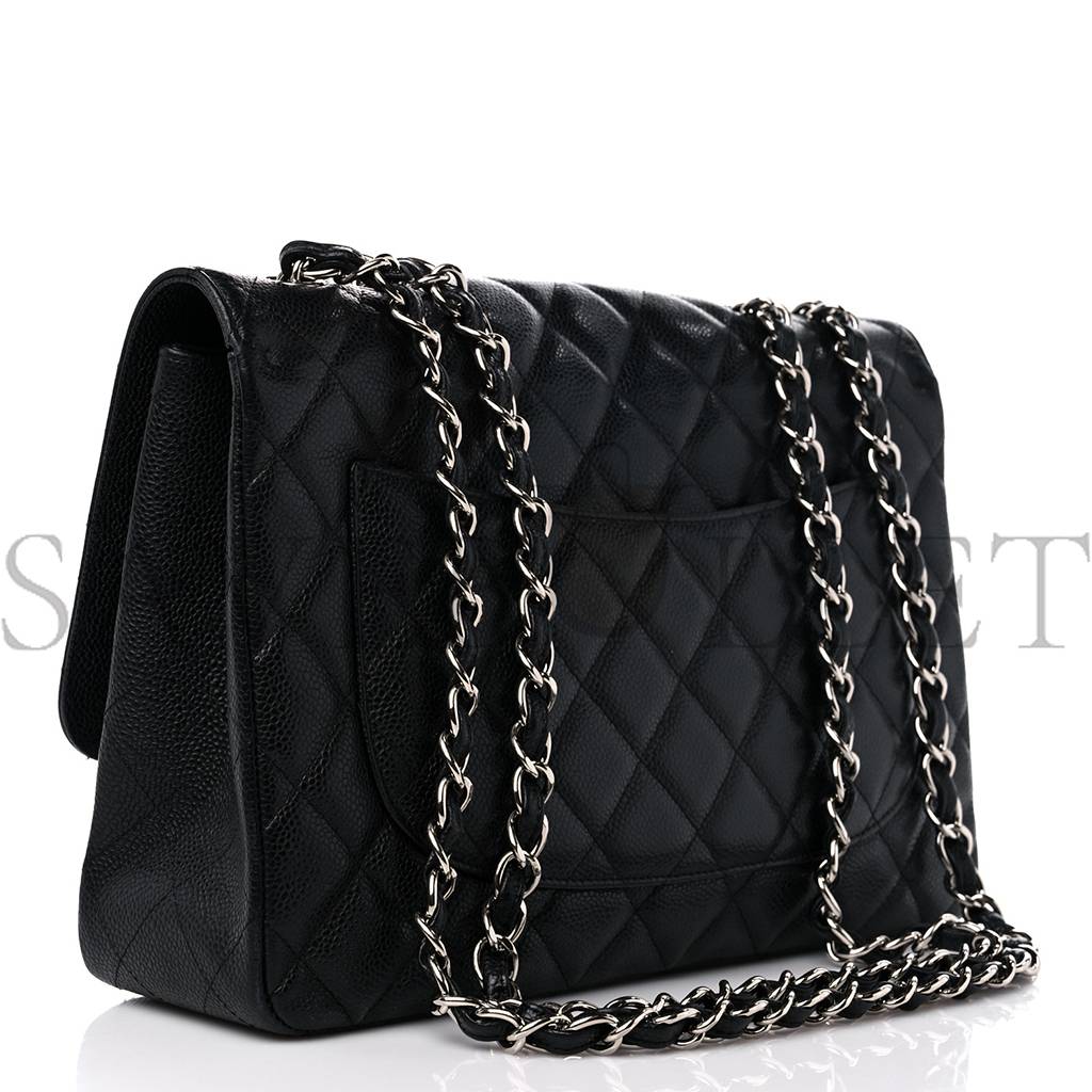 Ch*el caviar quilted jumbo single flap black silver hardware (30*20*8cm)