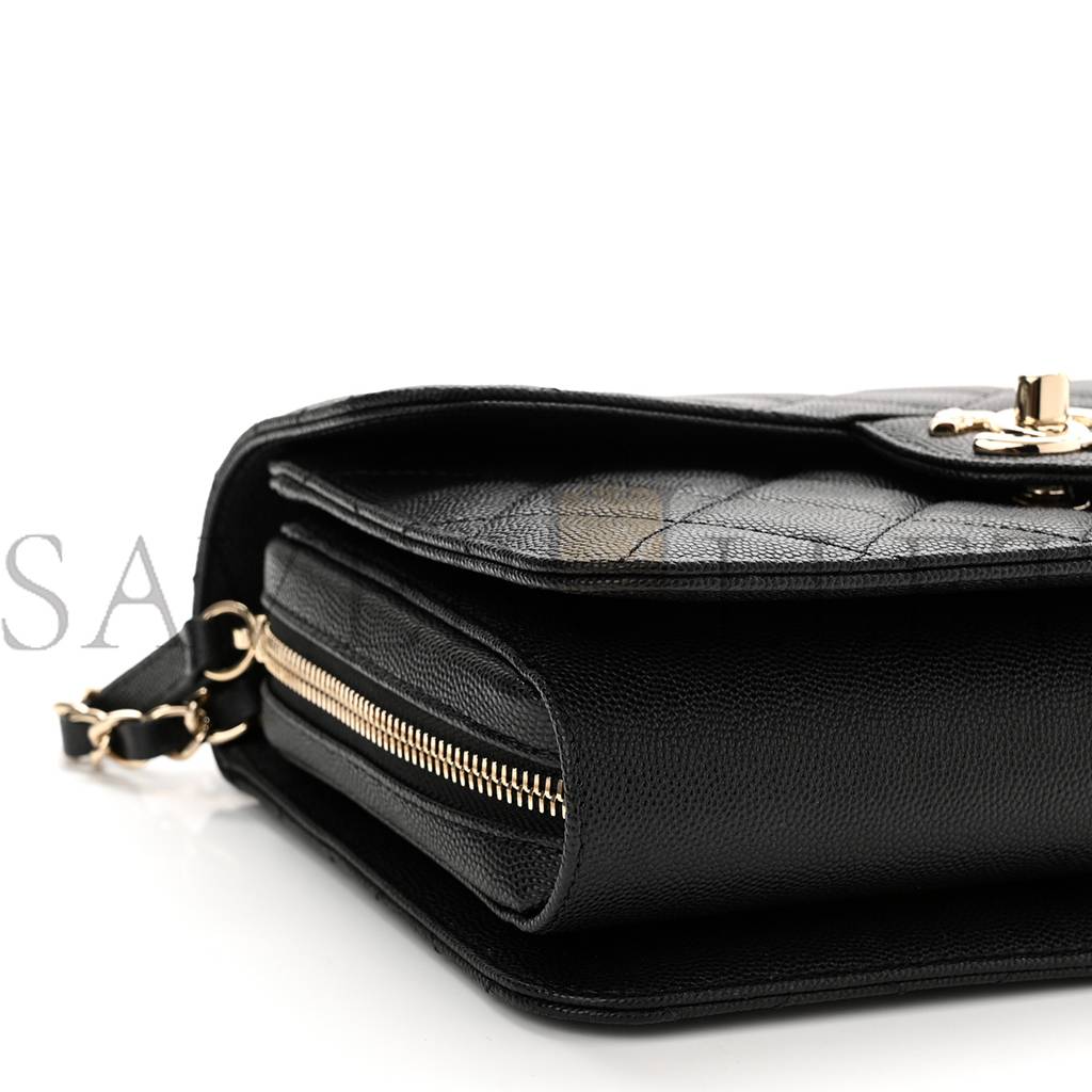 Ch*el caviar quilted large like a wallet flap black rose gold hardware (22*16*8cm)