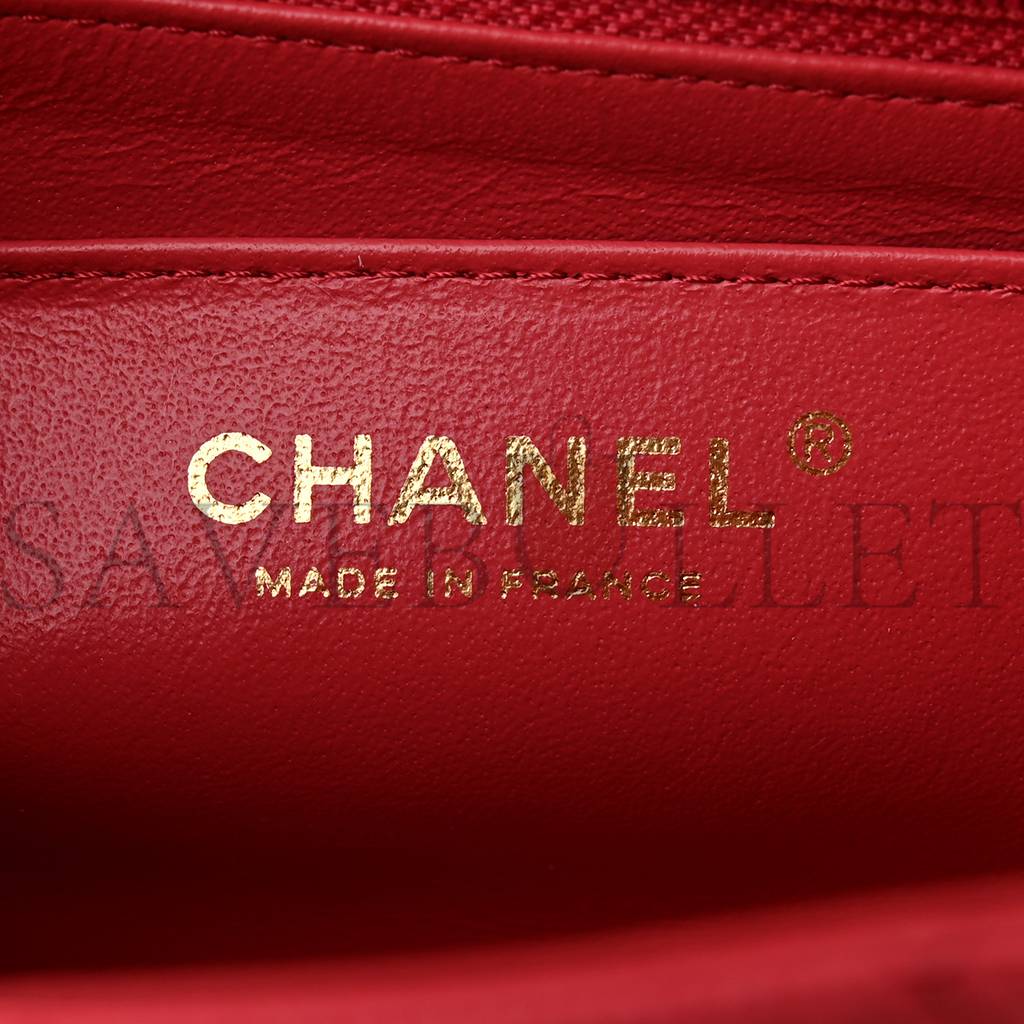 Ch*el caviar quilted mini rectangular flap dark pink rose gold hardware (20*13*6cm)