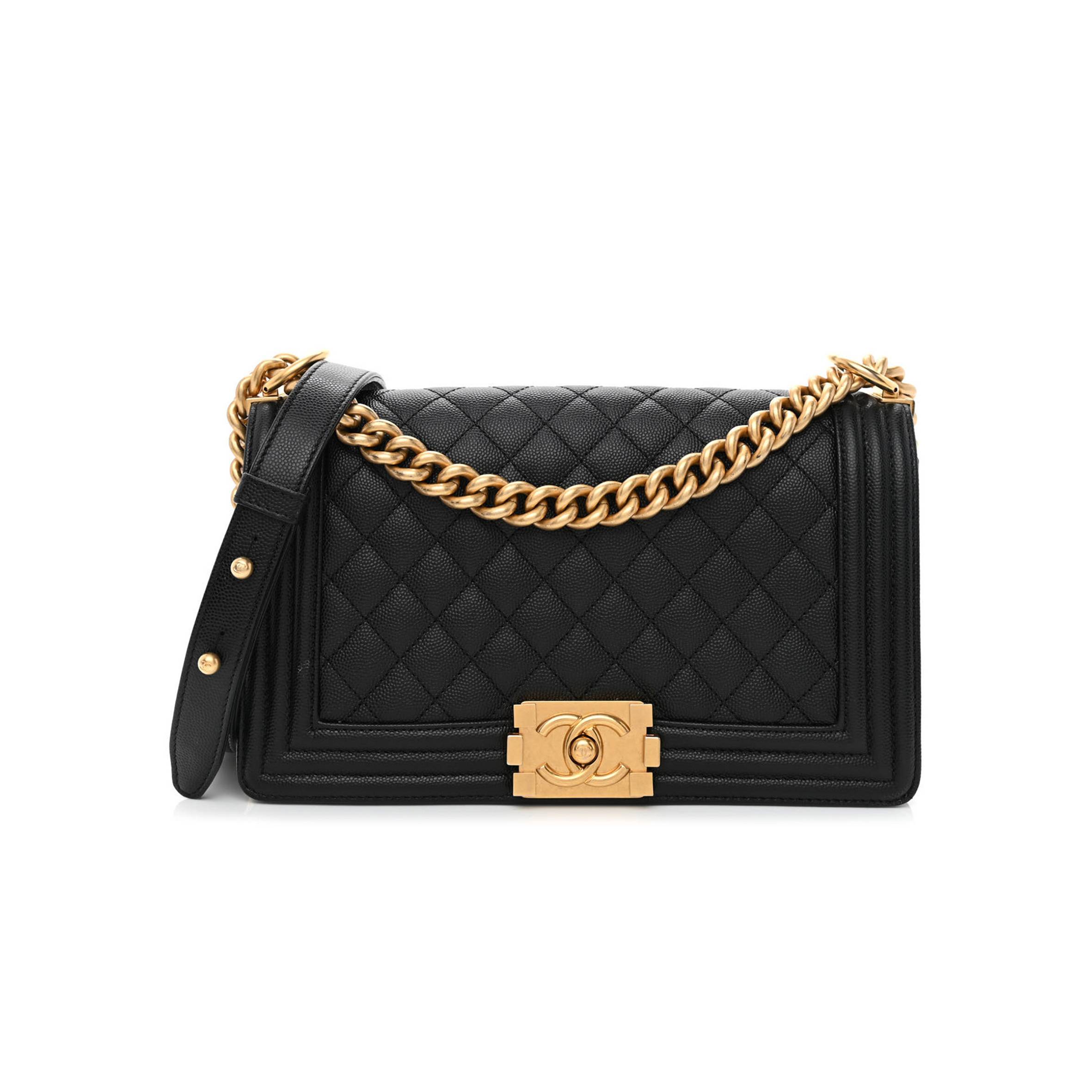 Ch*el caviar quilted medium boy flap black rose gold hardware (25*15*9cm)