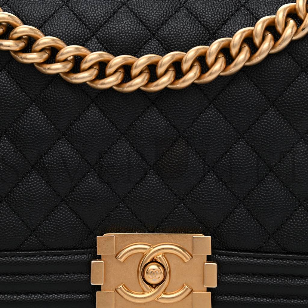 Ch*el caviar quilted medium boy flap black rose gold hardware (25*15*9cm)