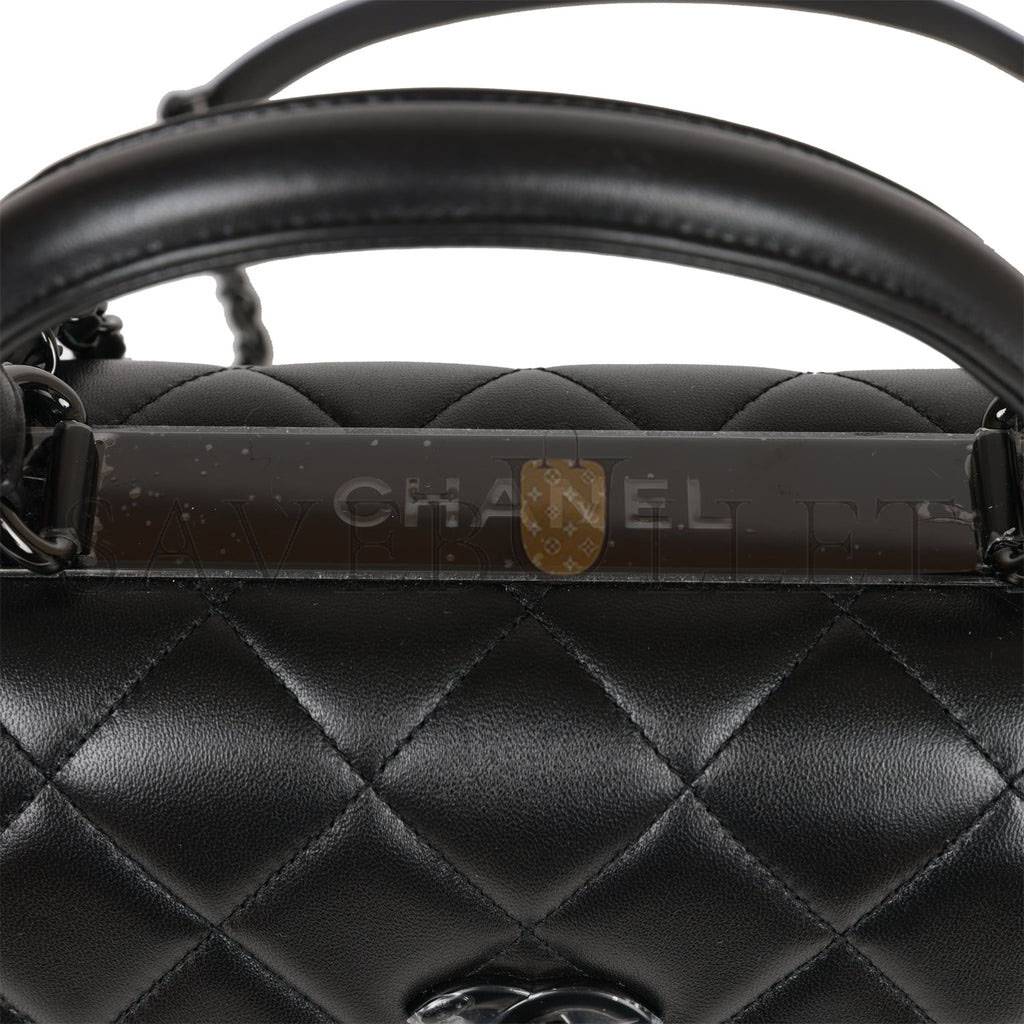 Ch*el large trendy cc bag so black lambskin black hardware (25*17*12cm)