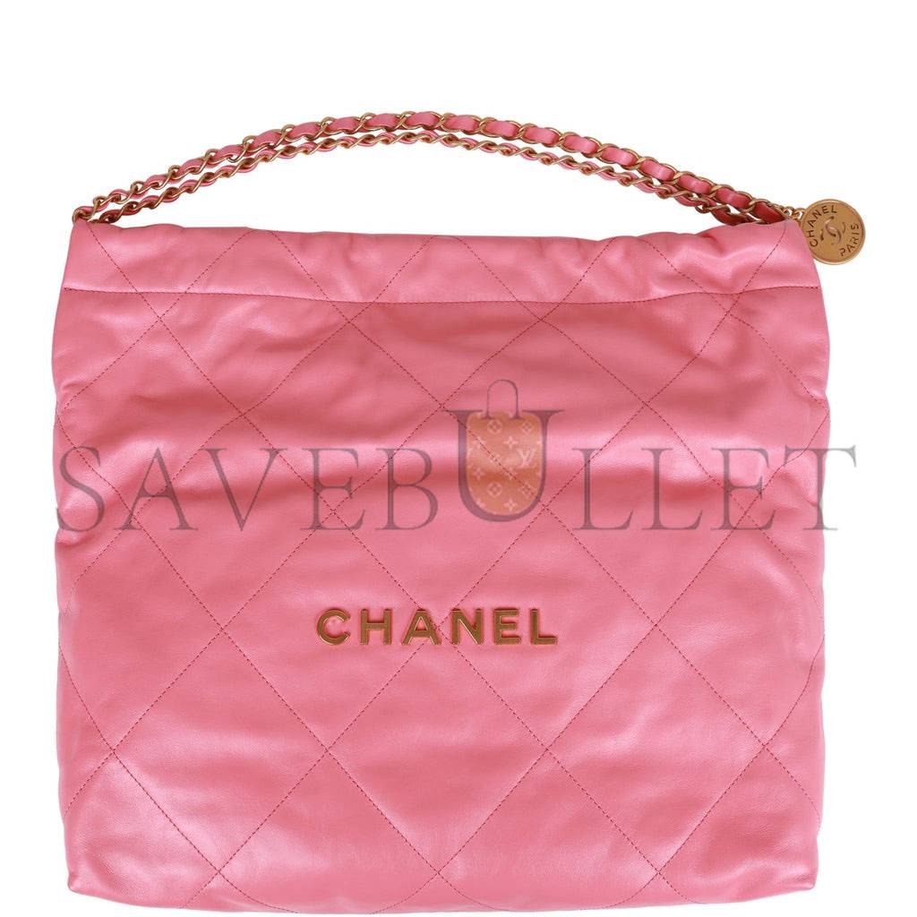 Ch*el small 22 bag pink calfskin gold hardware (30*28*8cm)