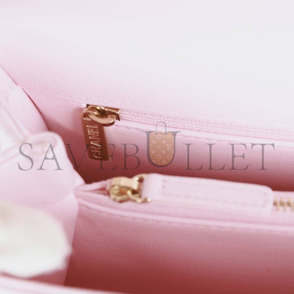 Ch*el medium coco handle flap bag light pink caviar light gold hardware (29*18*11cm)