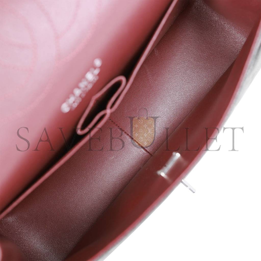 Ch*el jumbo classic double flap bag black caviar silver hardware (30*20*9cm)