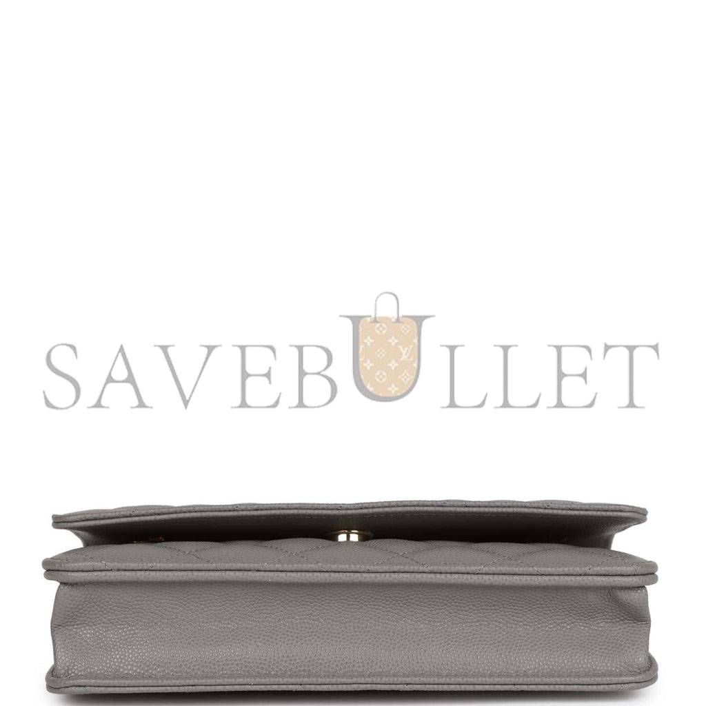 Ch*el wallet on chain woc grey caviar light gold hardware (19*13*4cm)