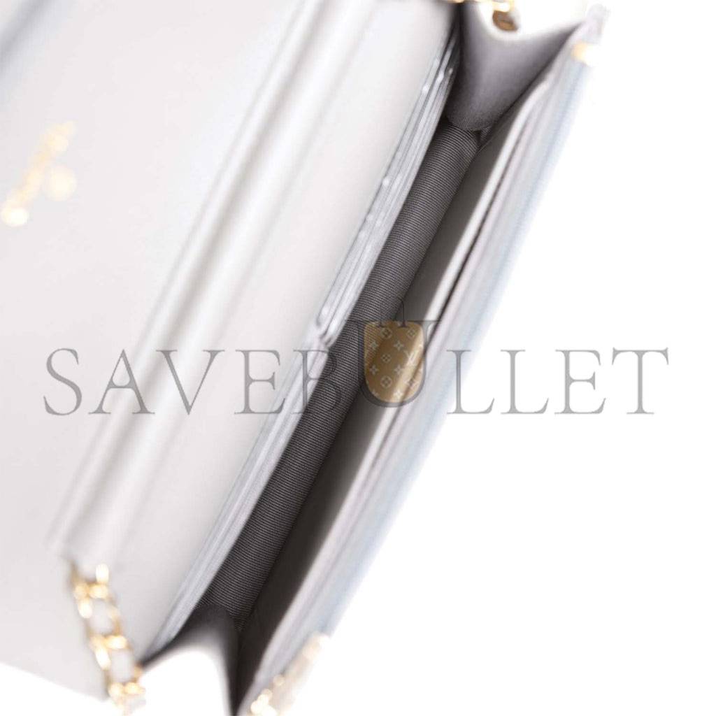 Ch*el wallet on chain woc grey caviar light gold hardware (19*13*4cm)