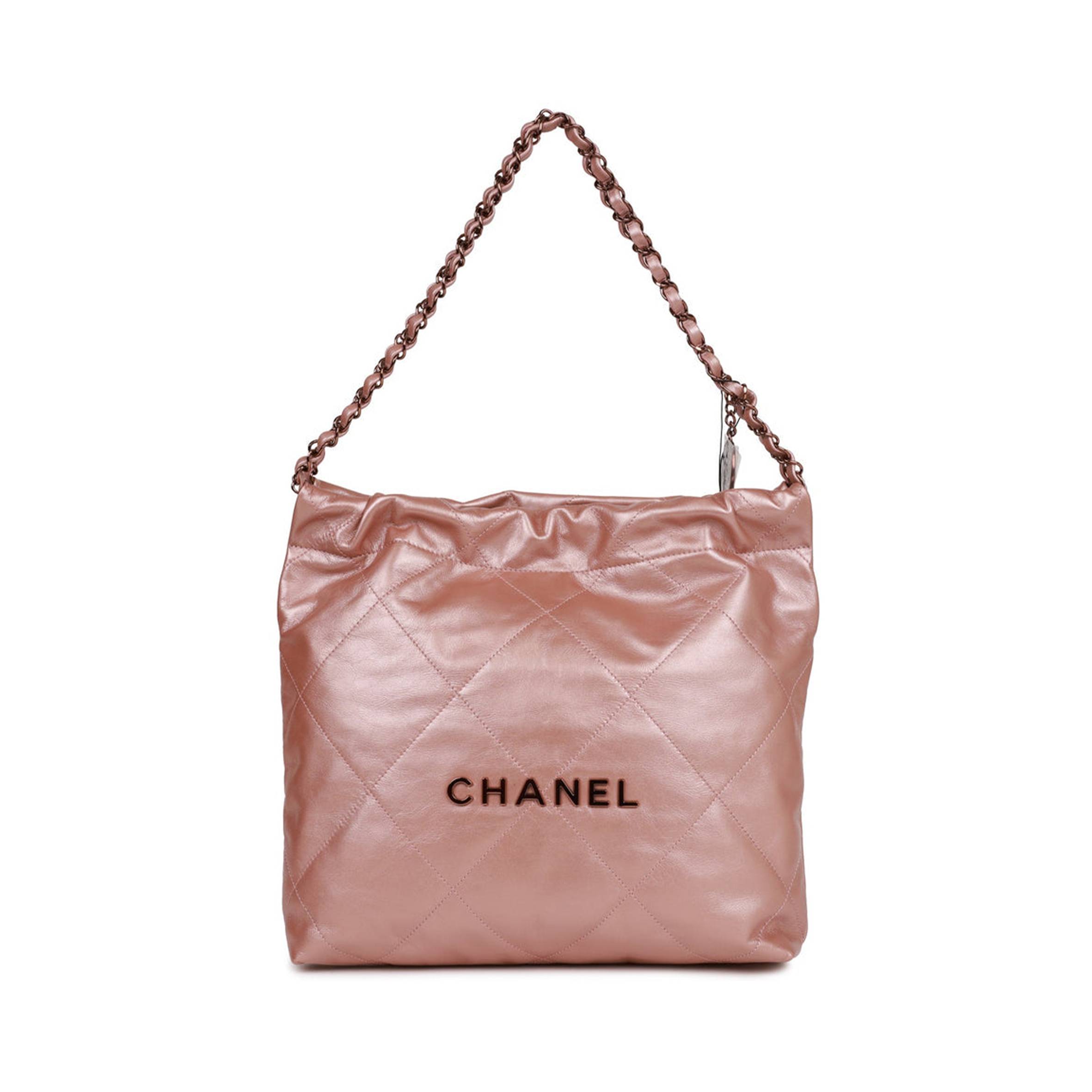 Ch*el small 22 bag copper calfskin rose gold hardware (37*35*7cm)