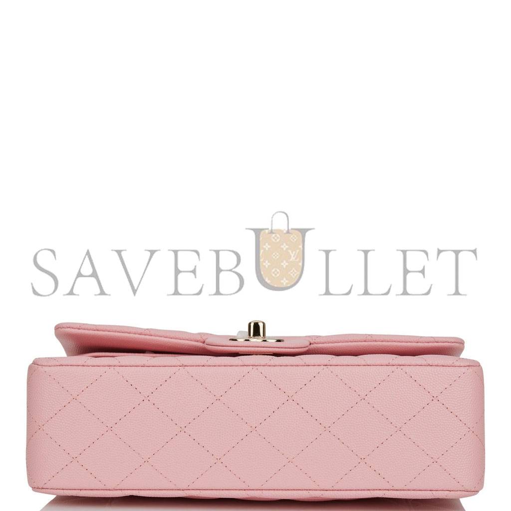 Ch*el small classic double flap pink caviar light gold hardware (23*13*6cm)