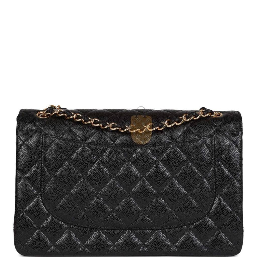 Ch*el jumbo classic double flap bag black caviar gold hardware (30*20*9cm)