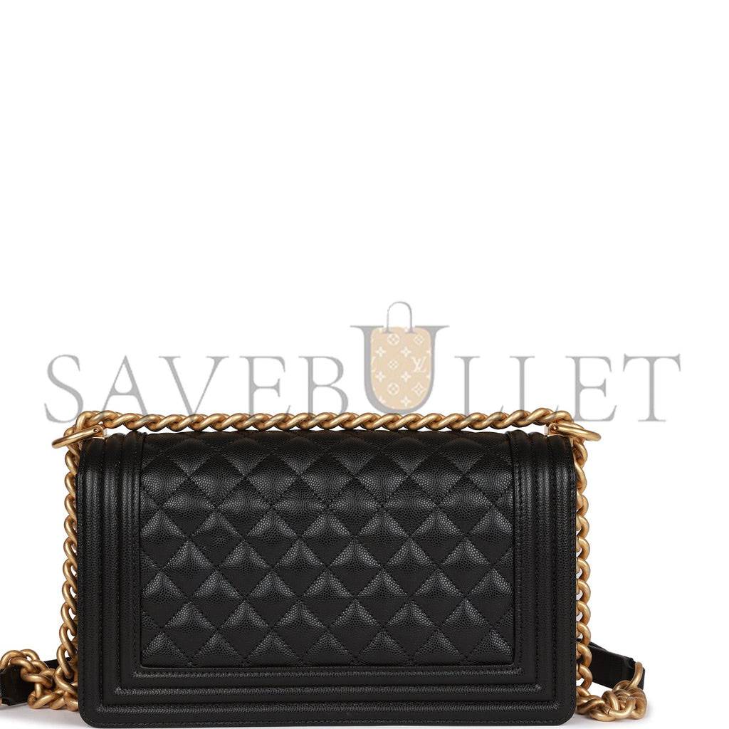 Ch*el medium boy bag black caviar antique gold hardware (25*15*9cm)