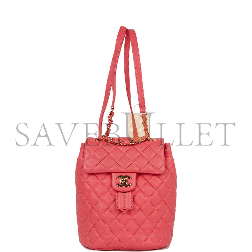 Ch*el mini urban spirit backpack rose lambskin gold hardware (22*17*8cm)