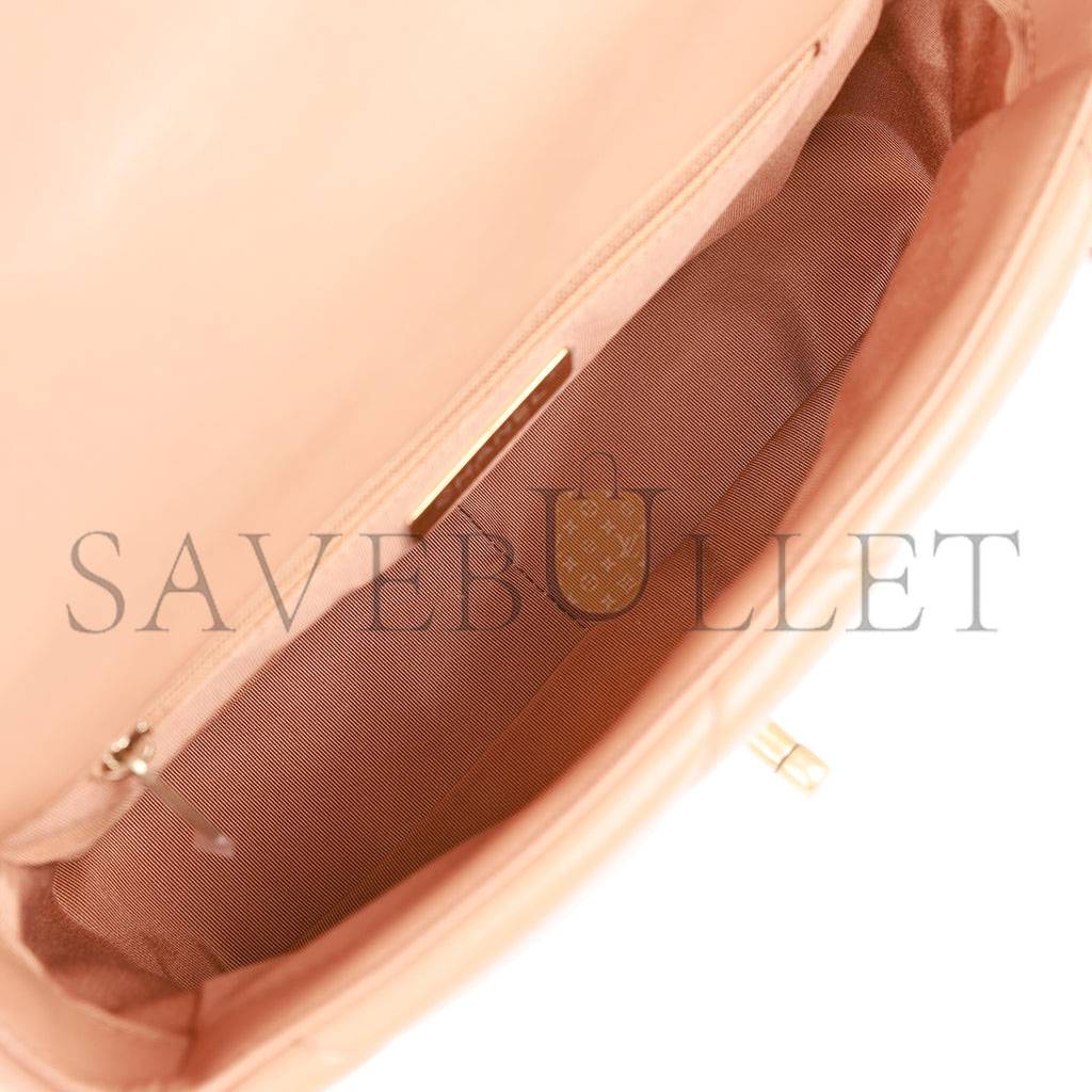 Ch*el medium 19 flap bag caramel calfskin mixed hardware (25*16*9cm)