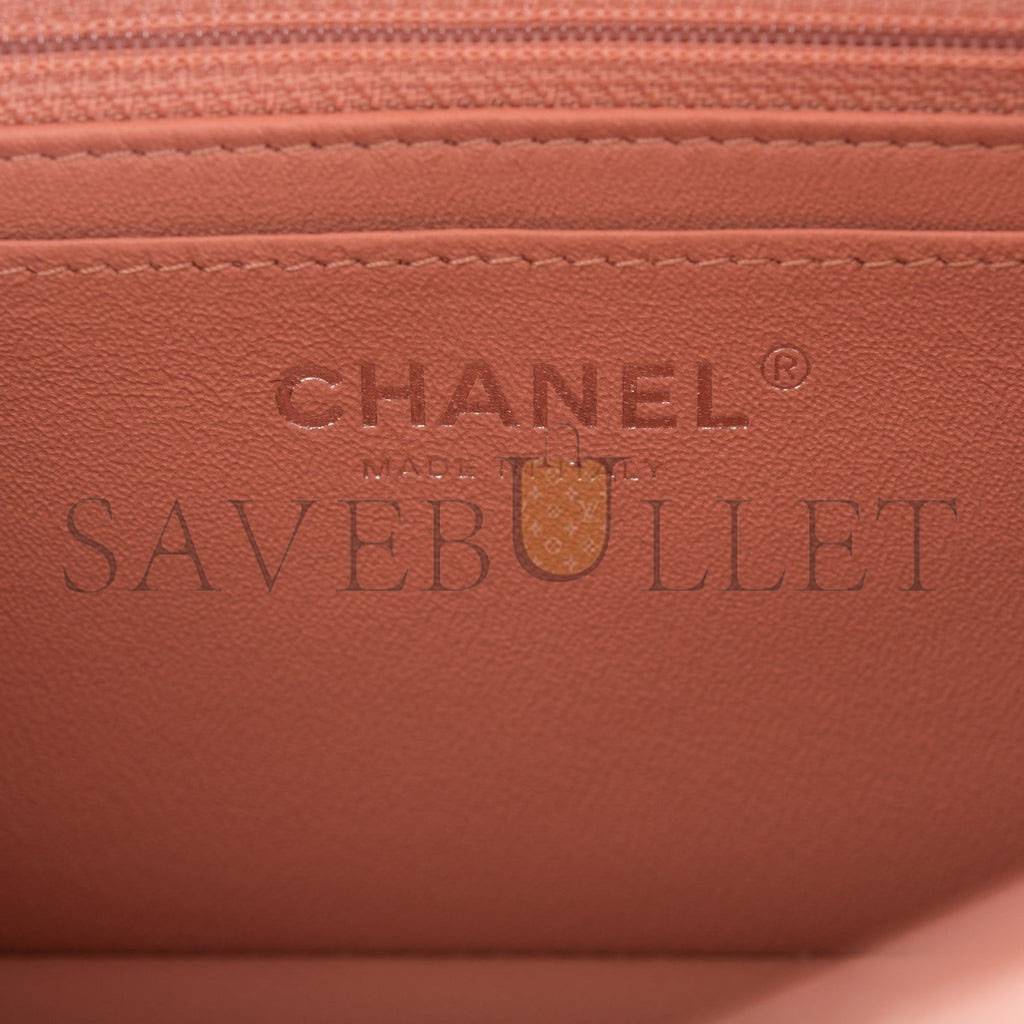 Ch*el mini rectangular flap bag rose lambskin silver hardware (20*13*6cm)