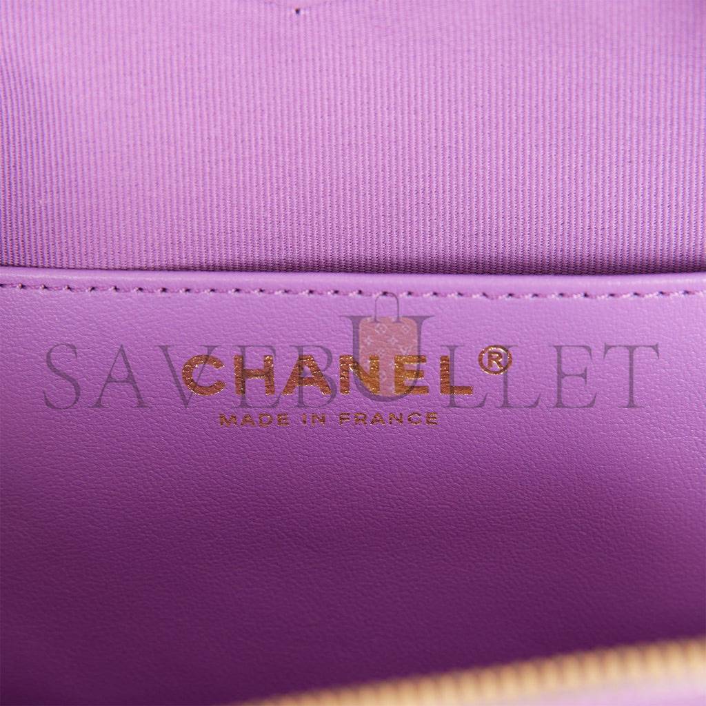 Ch*el cc in love large heart bag purple lambskin light gold hardware (20*18*6cm)