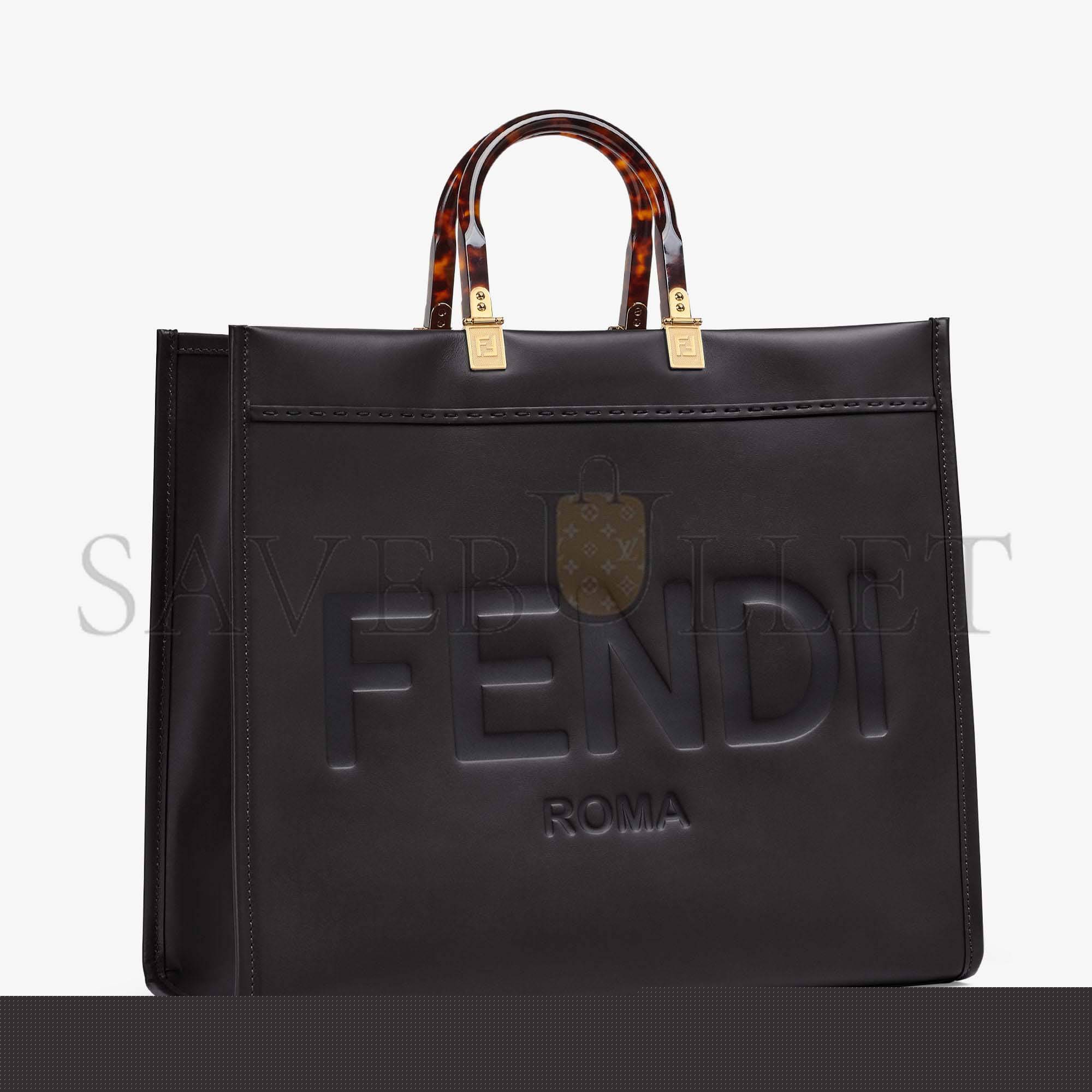F**di large F**di sunshine - black leather shopper 8bh372abvlf0kur (40.5*35*21.5cm)