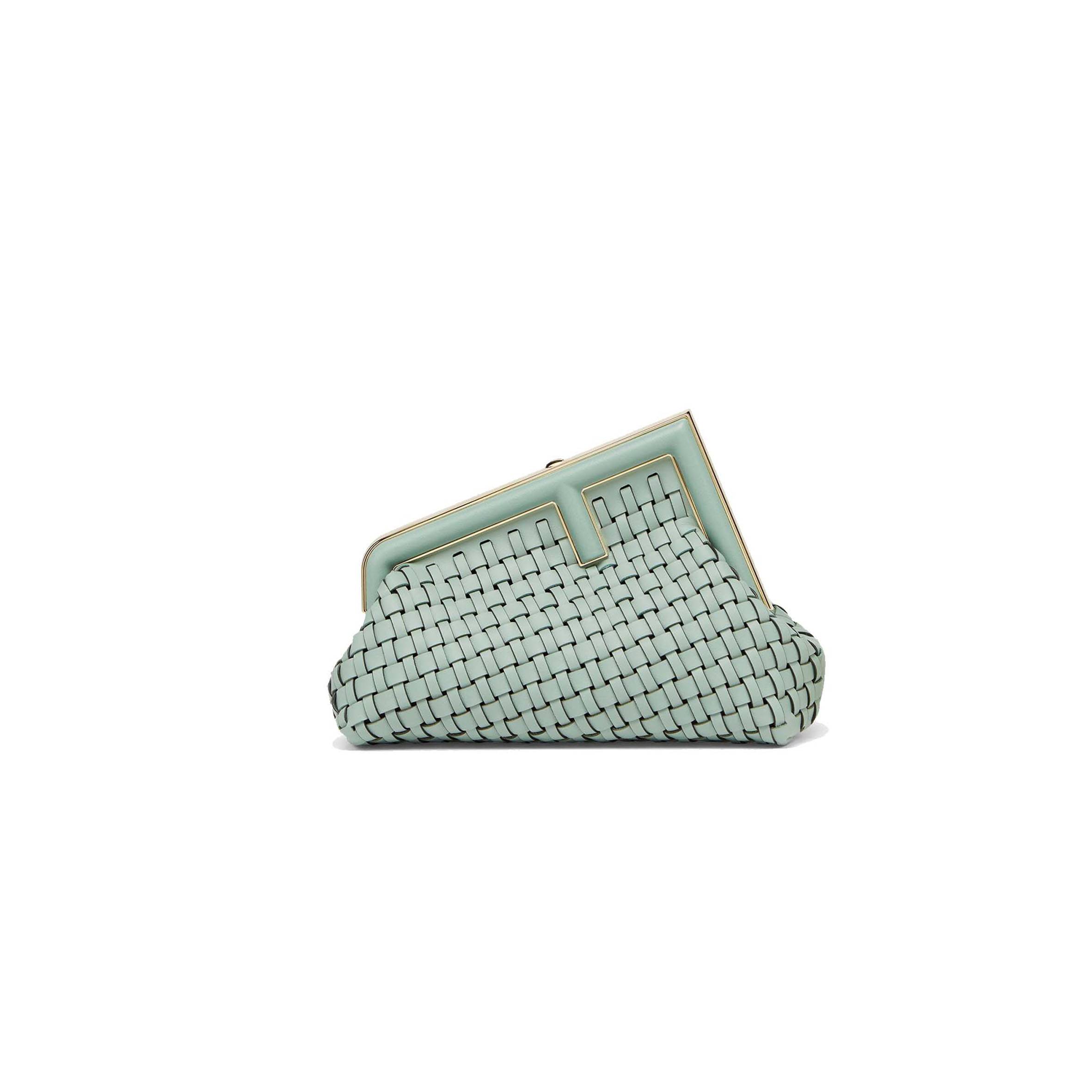 F**di first small - mint green leather interlace bag 8bp129aloxf03hw (26*18*9.5cm)