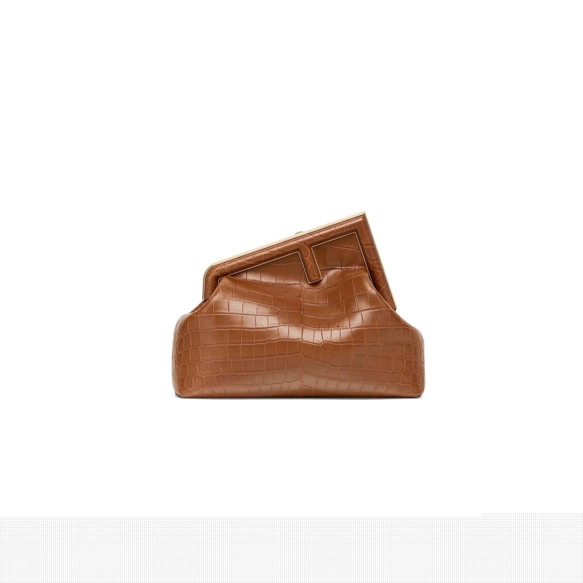 F**di first medium - brown crocodile leather bag 8bp127agxtf0l1a (32.5*23.5*15cm)