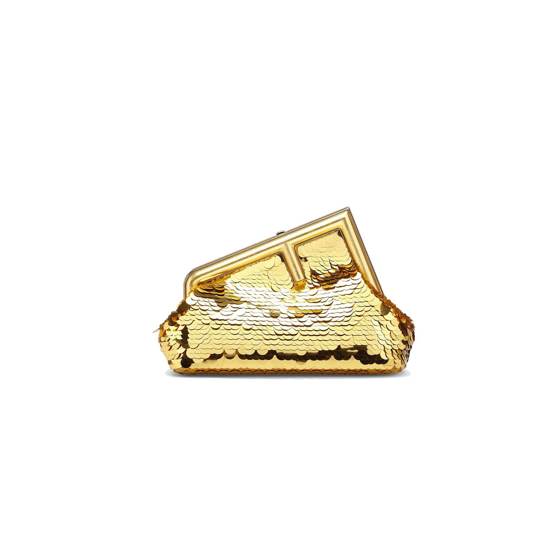 F**di first small - gold-colored leather and sequinned bag 8bp129ajp4f0rxu (26*18*9.5cm)