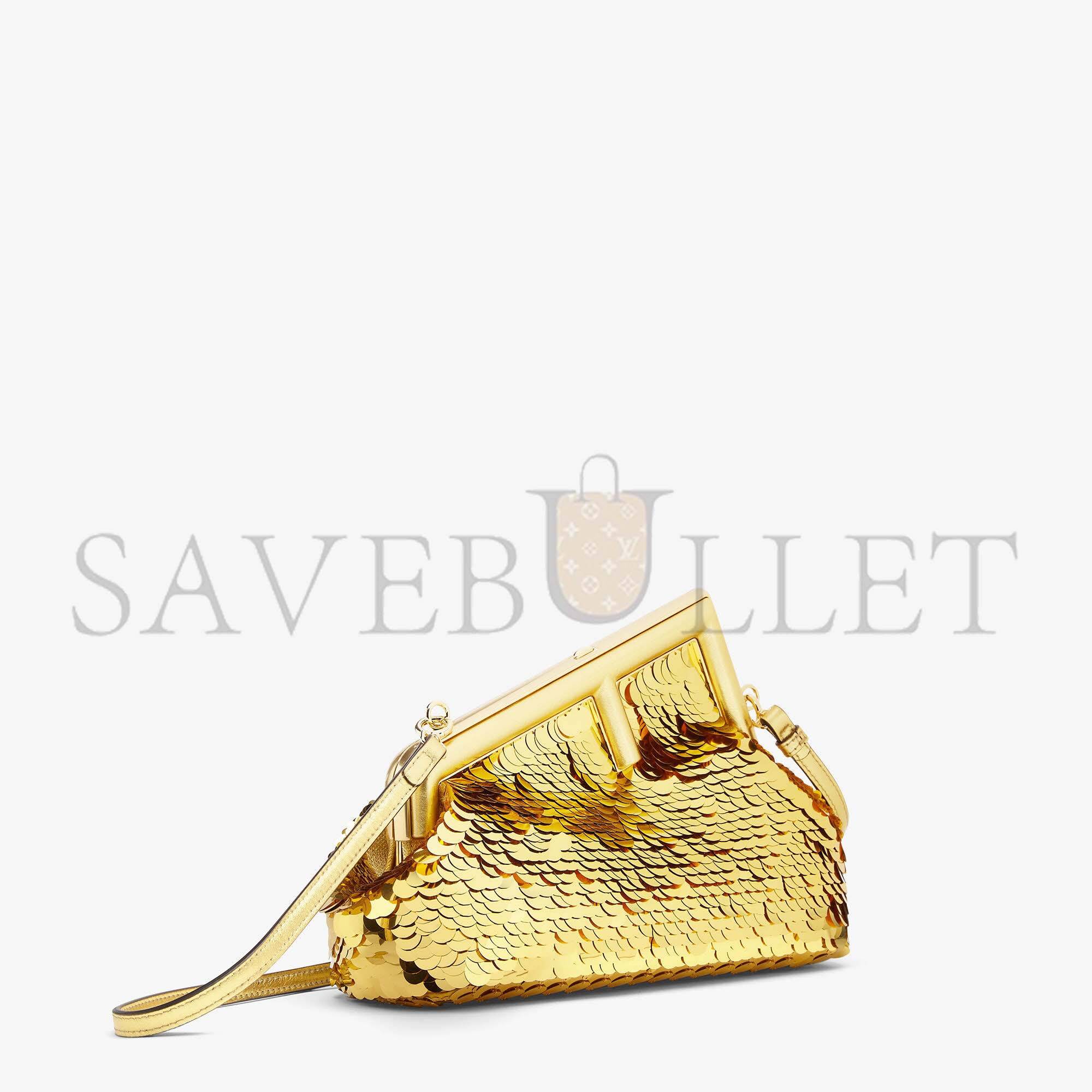 F**di first small - gold-colored leather and sequinned bag 8bp129ajp4f0rxu (26*18*9.5cm)