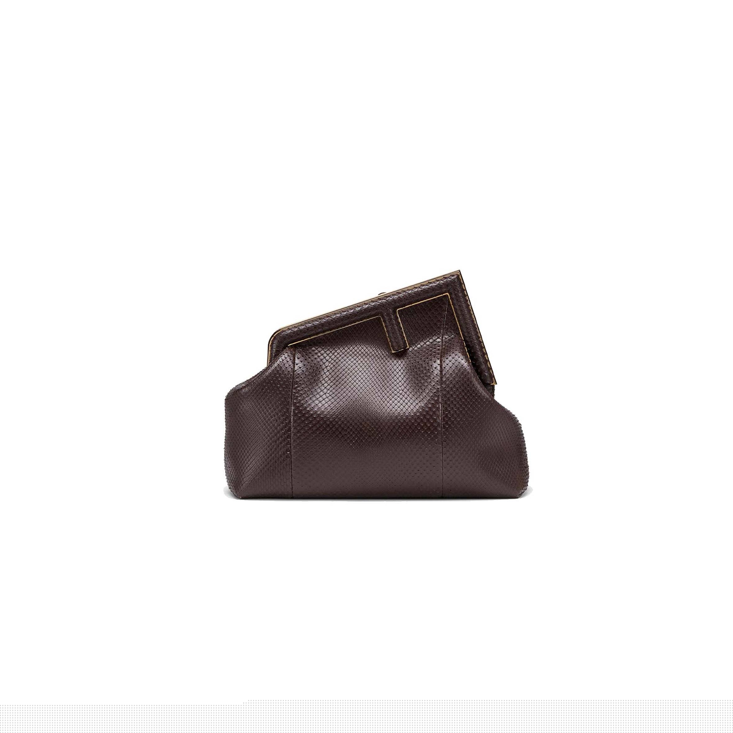 F**di first medium - dark brown python leather bag 8bp127ahn2f12g2 (32.5*23.5*15cm)