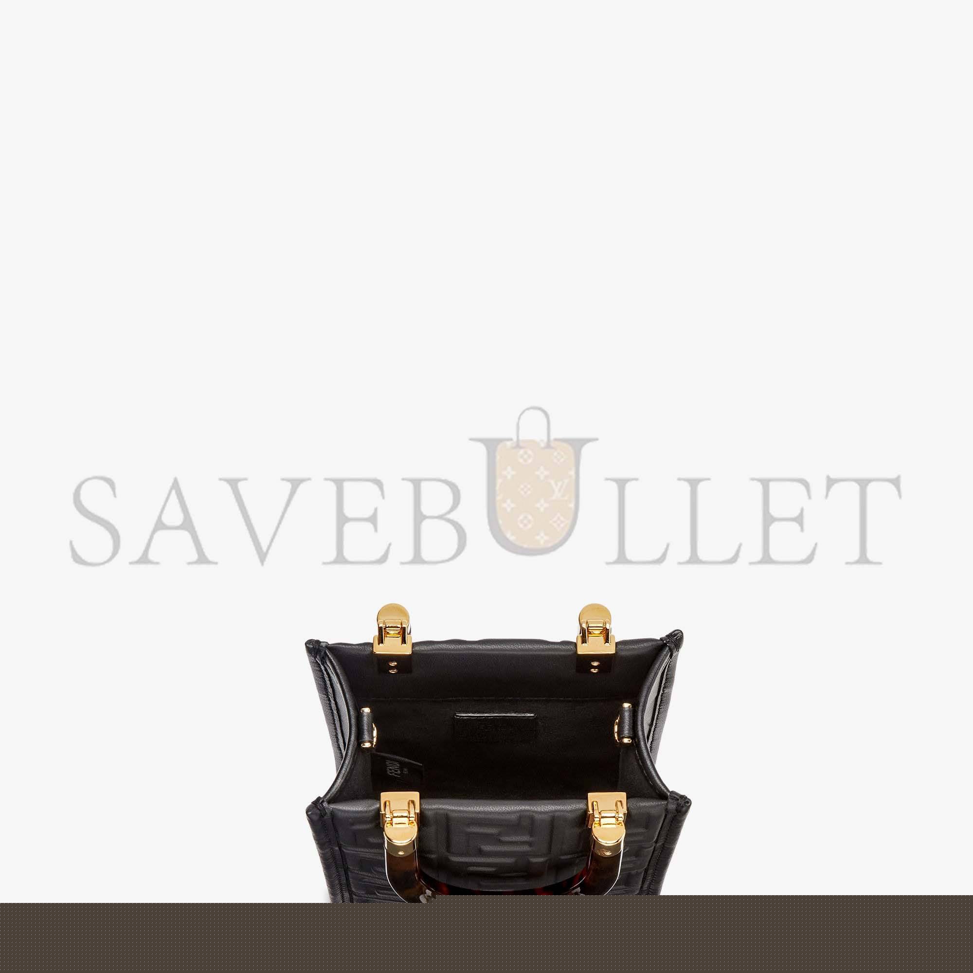 F**di mini sunshine shopper - black leather mini bag 8bs051amcif0kur (18*13*6.5cm)