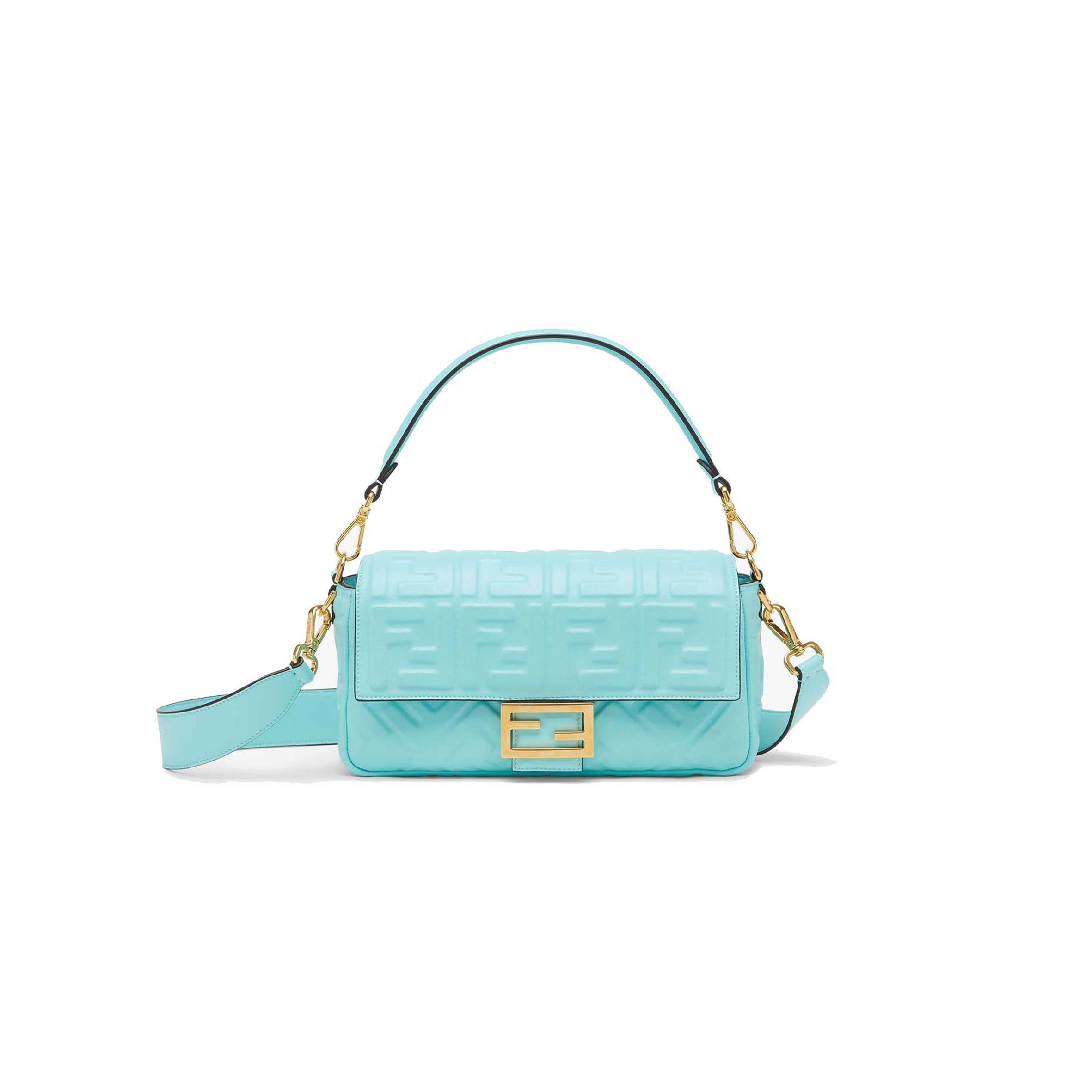 F**di baguette - turquoise nappa leather bag 8br600a72vf1jty (27*15*6cm)