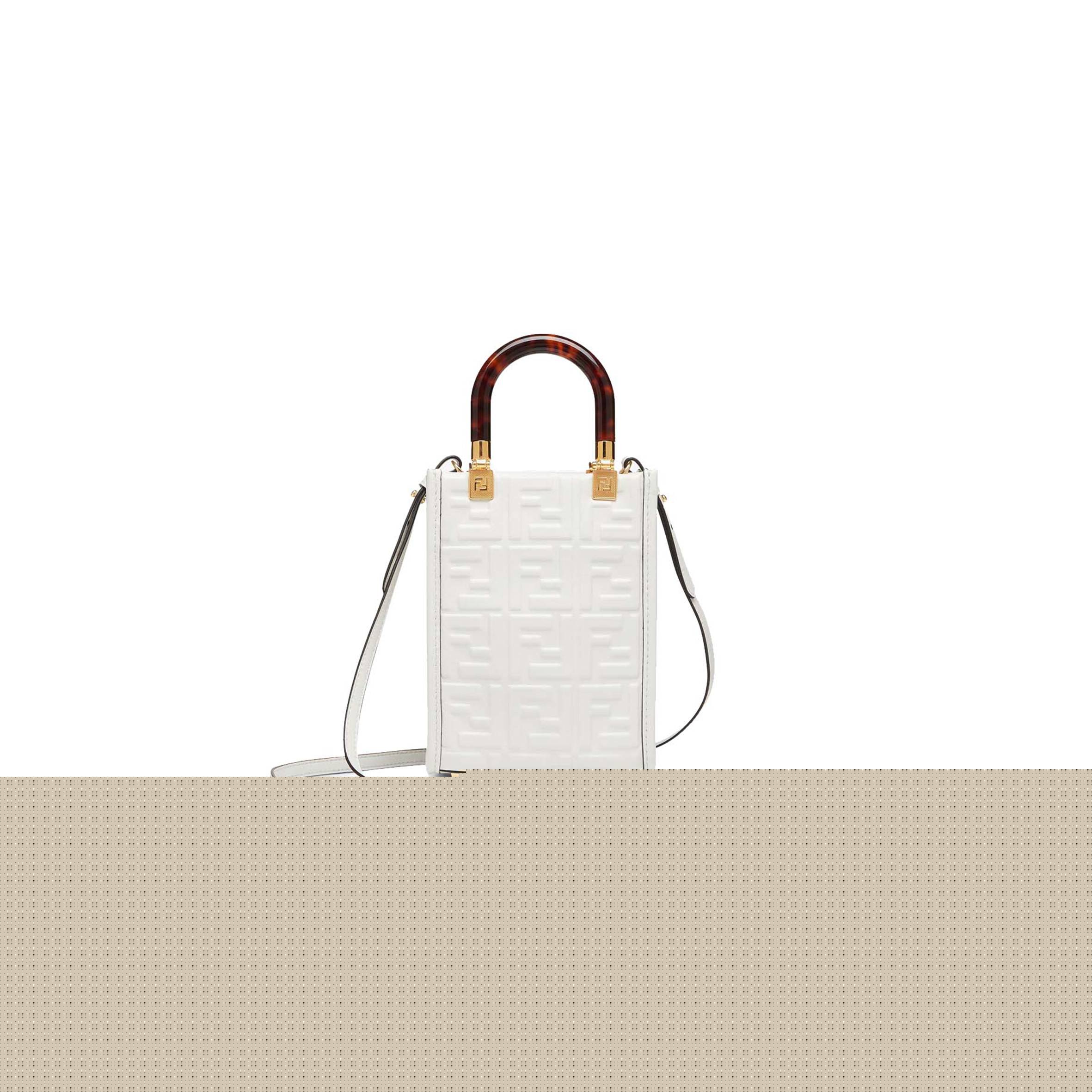 F**di mini sunshine shopper - white leather mini bag 8bs051amcif0qvl (18*13*6.5cm)
