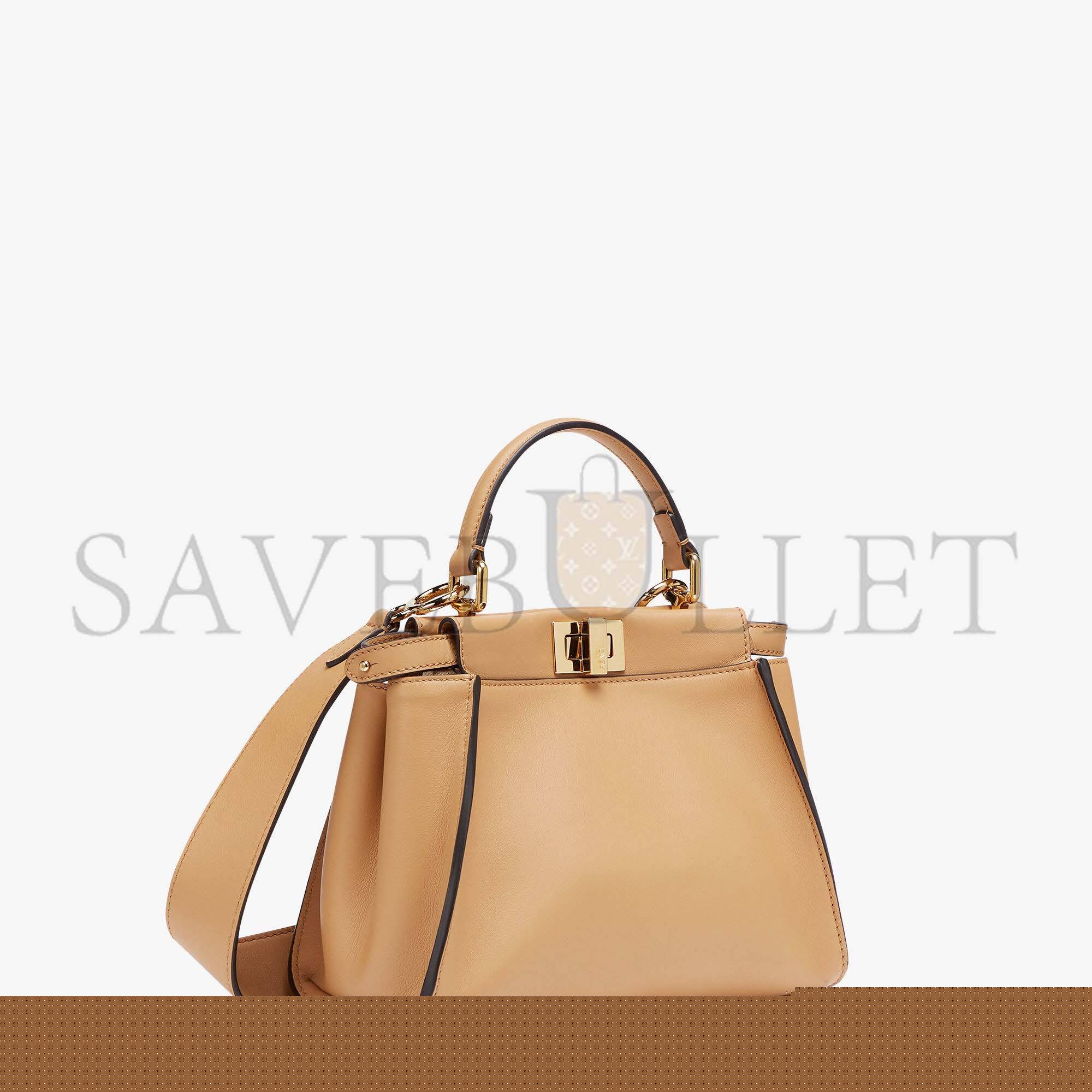 F**di peekaboo mini - beige leather bag 8bn244ahjwf1f1l (23*18*11cm)