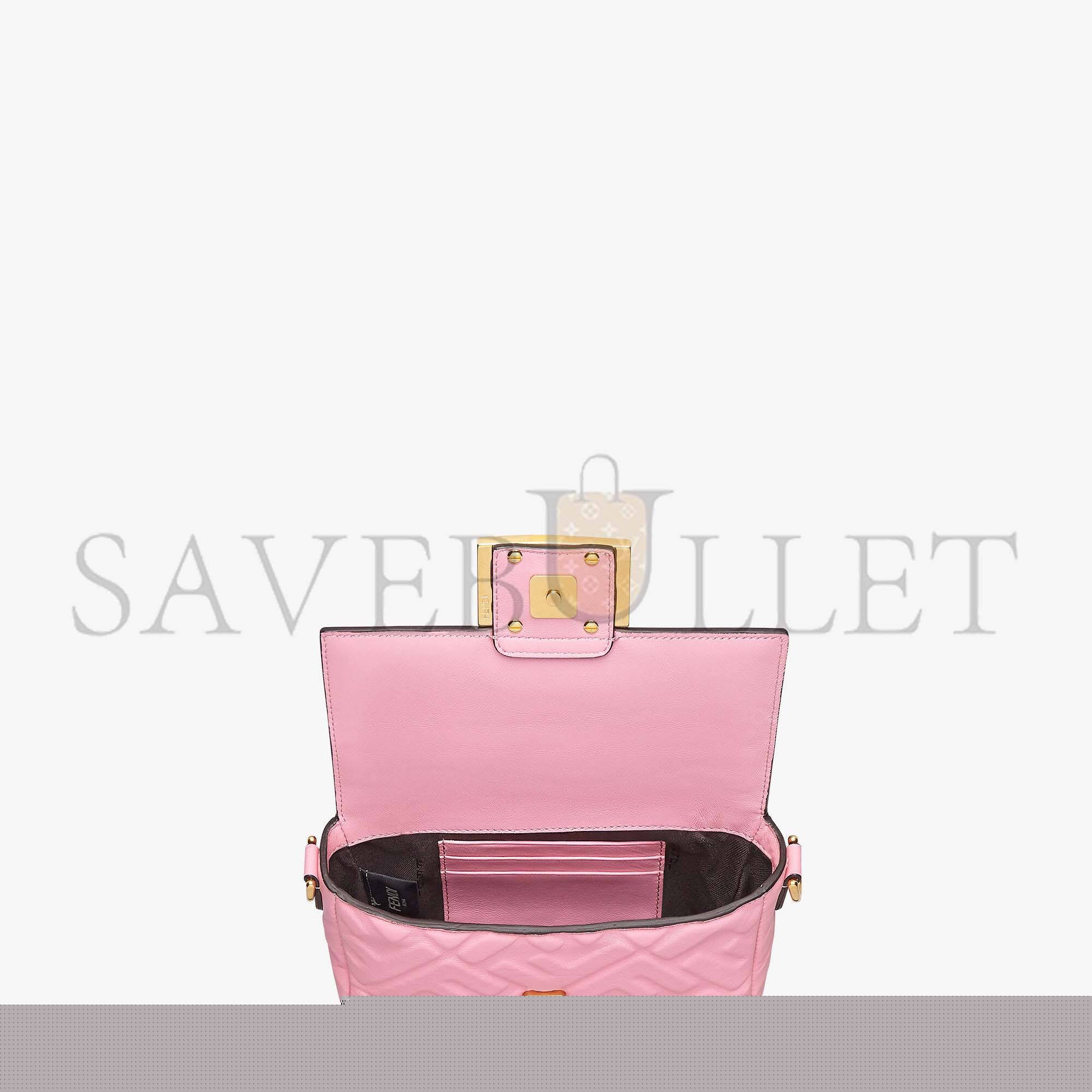 F**di baguette mini - pink nappa leather bag 8bs017a72vf1aqa (19*11.5*4cm)