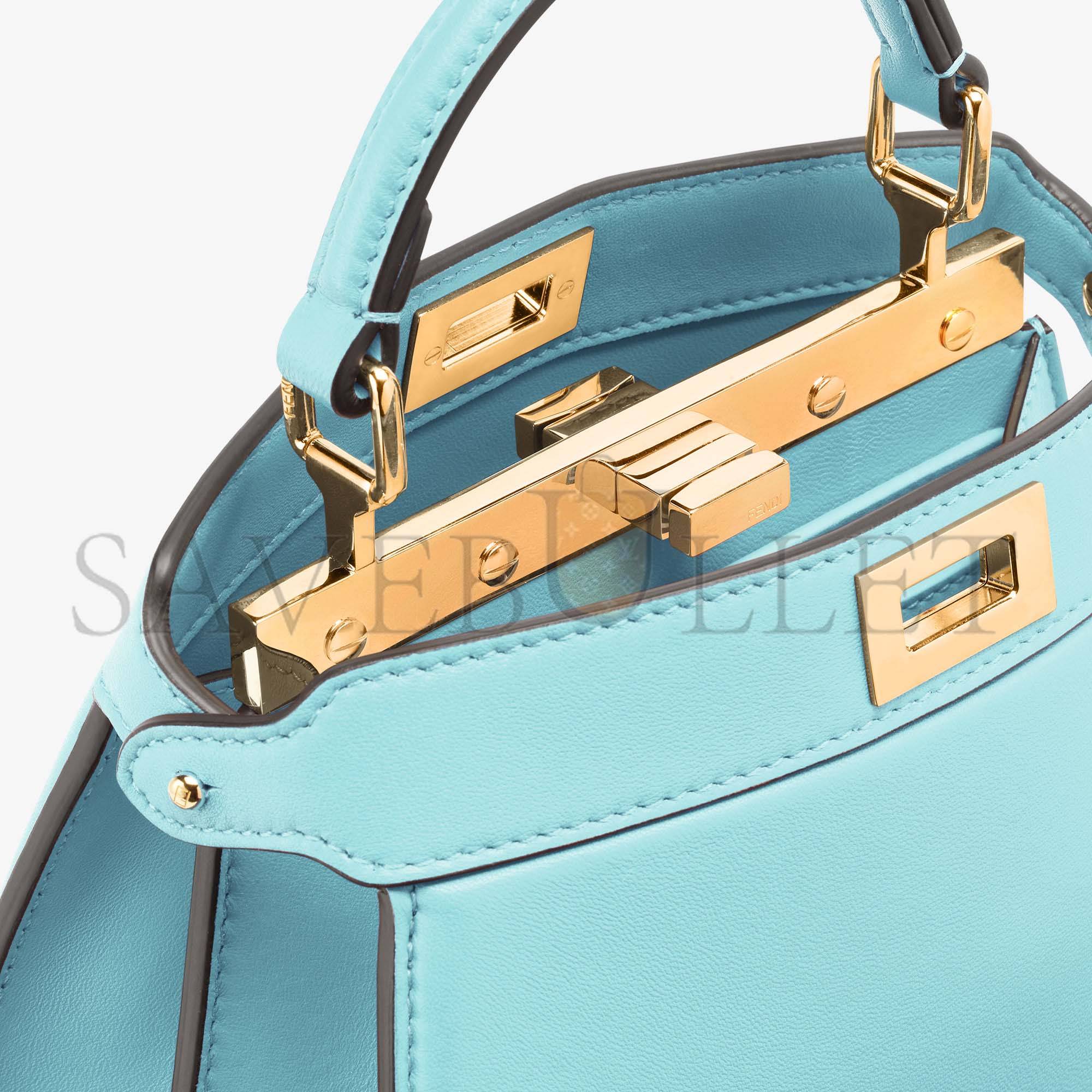 F**di peekaboo iseeu petite - turquoise padded nappa leather 8bn335abvef1jtx (20*15.5*11cm)