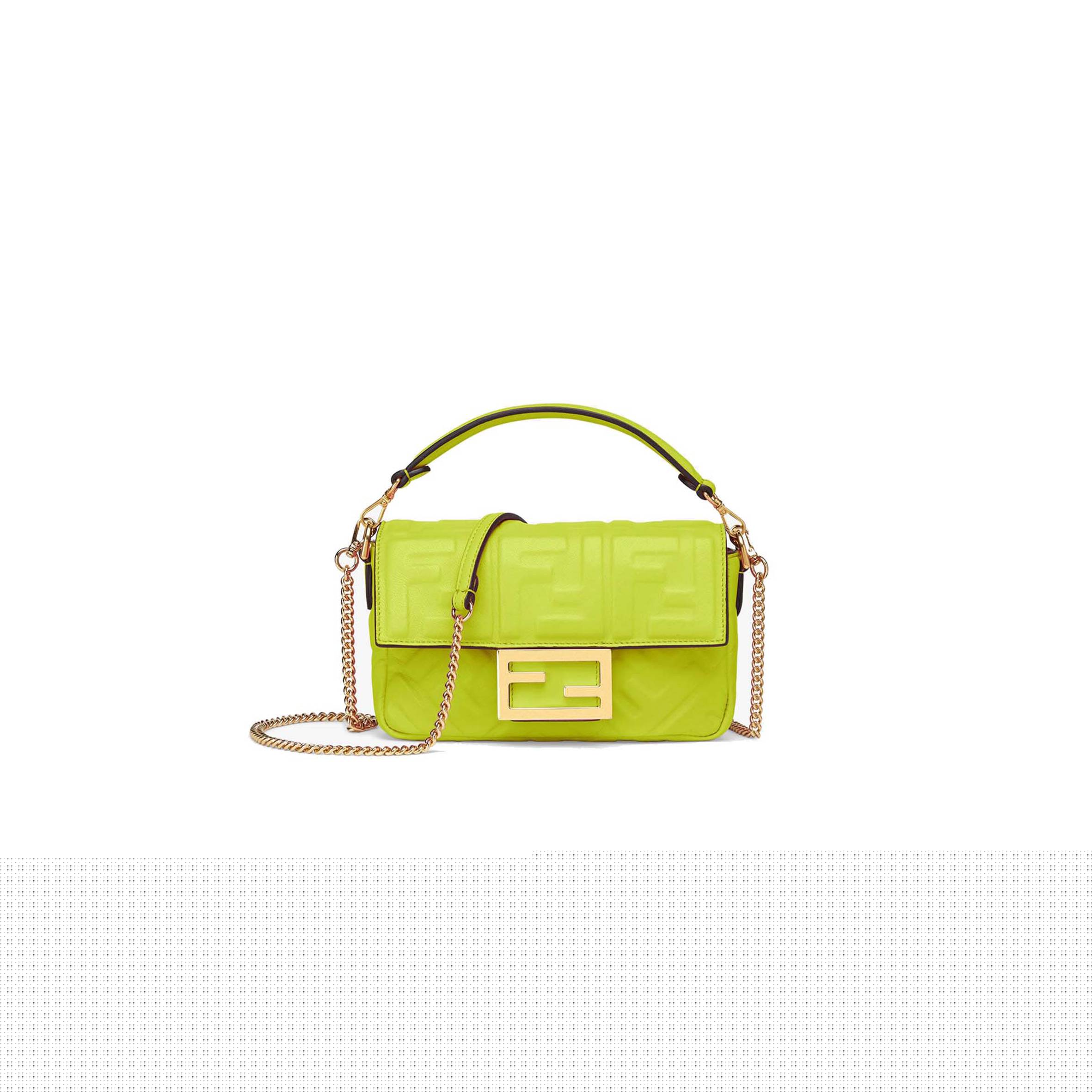 F**di baguette mini - acid green nappa leather bag 8bs017a72vf1jcm (19*11.5*4cm)