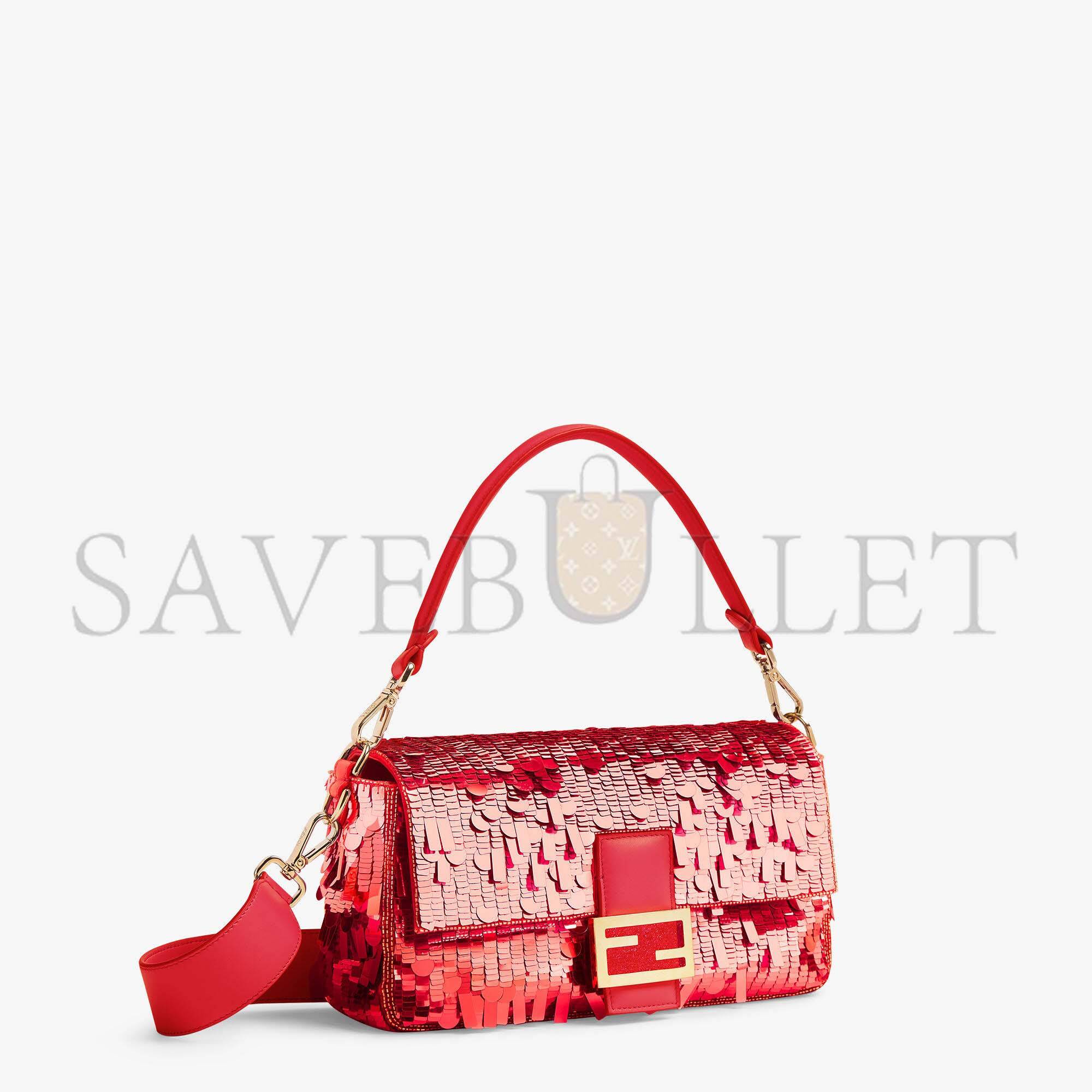F**di baguette - red sequin and leather bag 8br600amp0f0v3l (27*15*6cm)