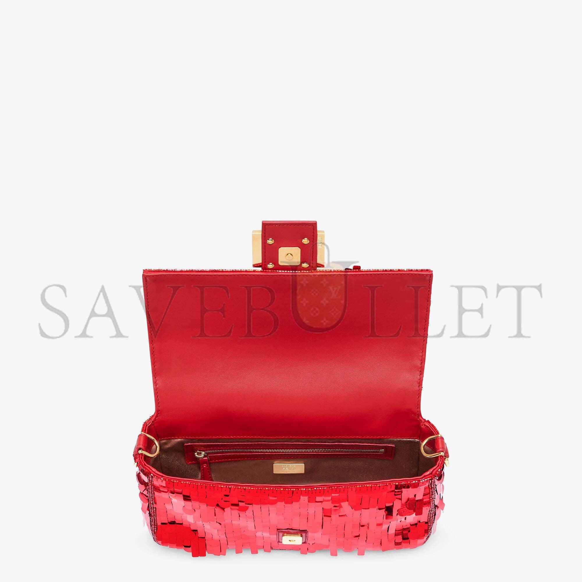 F**di baguette - red sequin and leather bag 8br600amp0f0v3l (27*15*6cm)