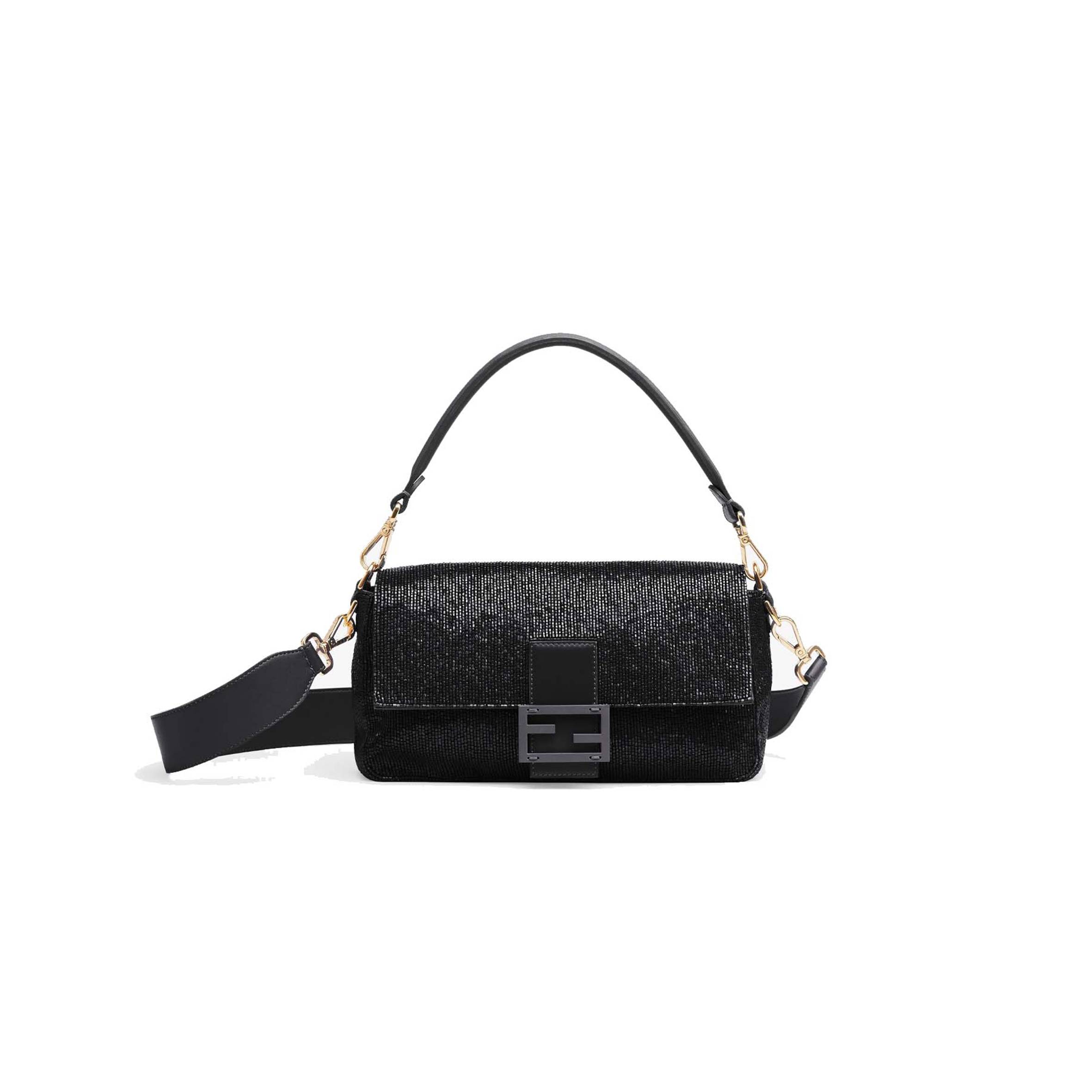 F**di baguette - re-edition bag in black beads 8br600am2lf0kur (27*15*6cm)