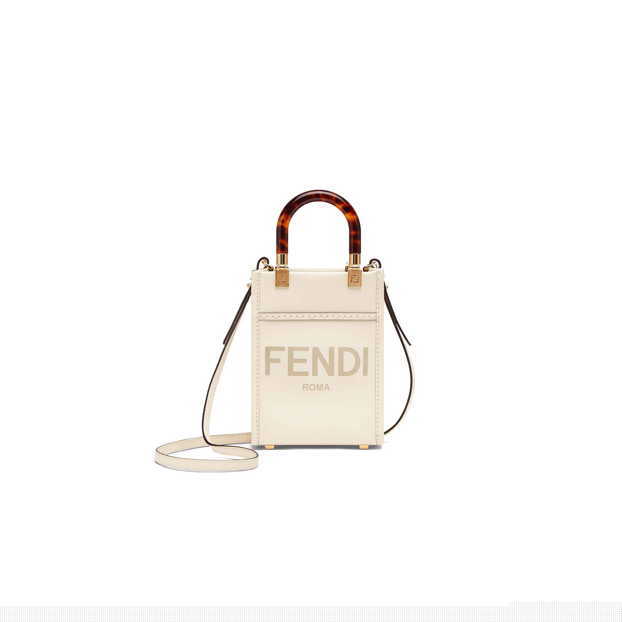 F**di mini sunshine shopper - white leather mini-bag 8bs051abvlf0k7e (18*13*6.5cm)
