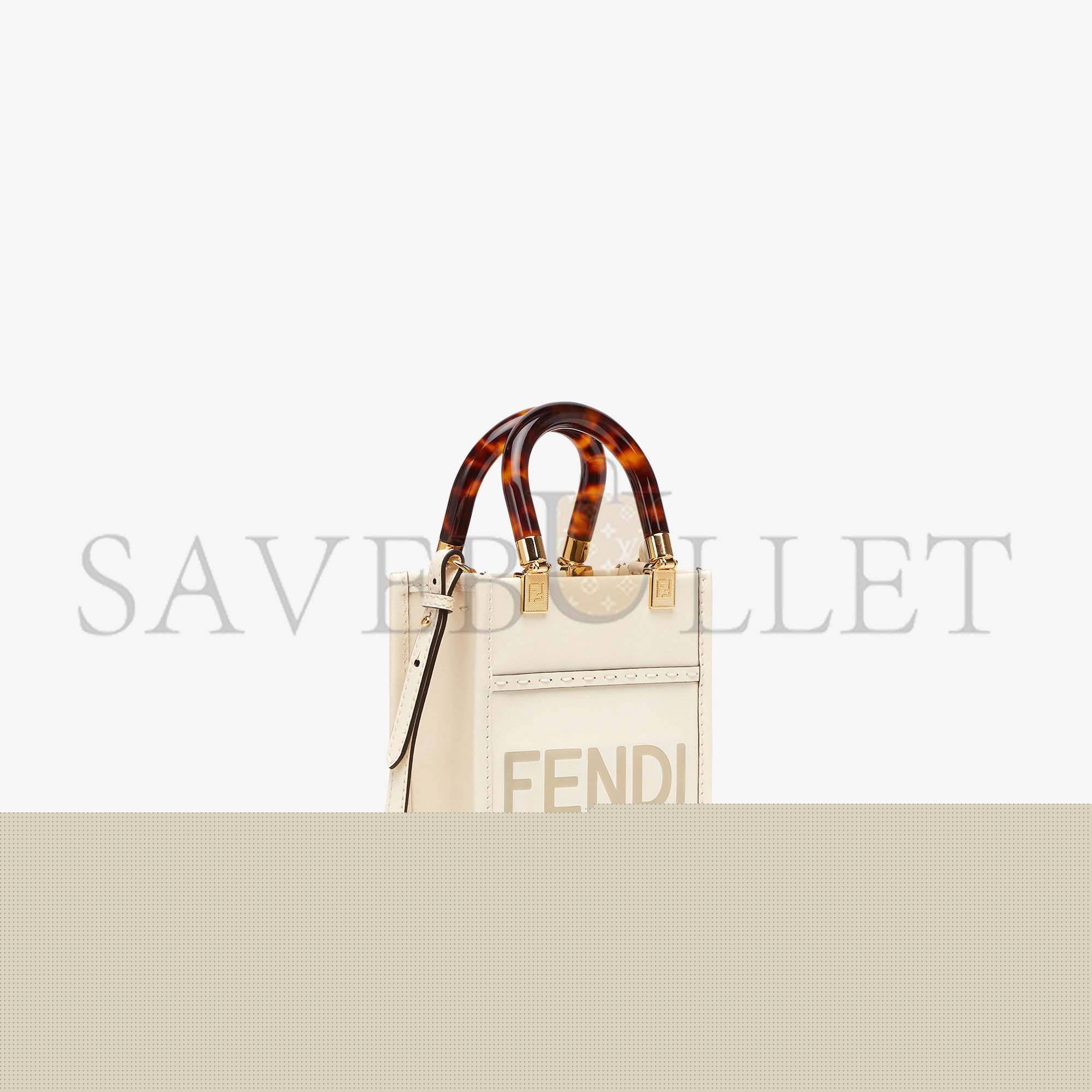 F**di mini sunshine shopper - white leather mini-bag 8bs051abvlf0k7e (18*13*6.5cm)