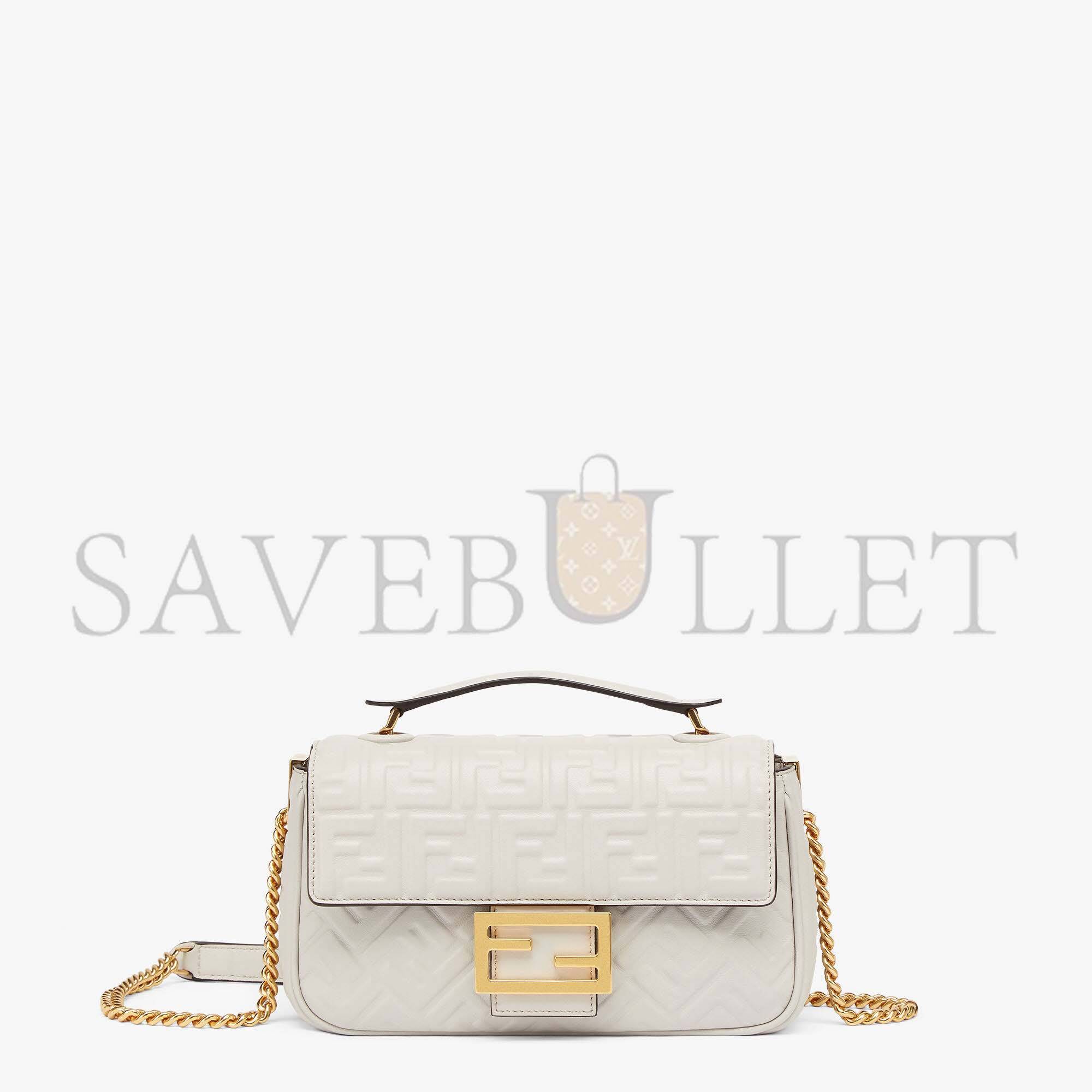 F**di baguette chain midi - light gray leather bag 8br793ah9cf1bz0 (24*14.5*7cm)