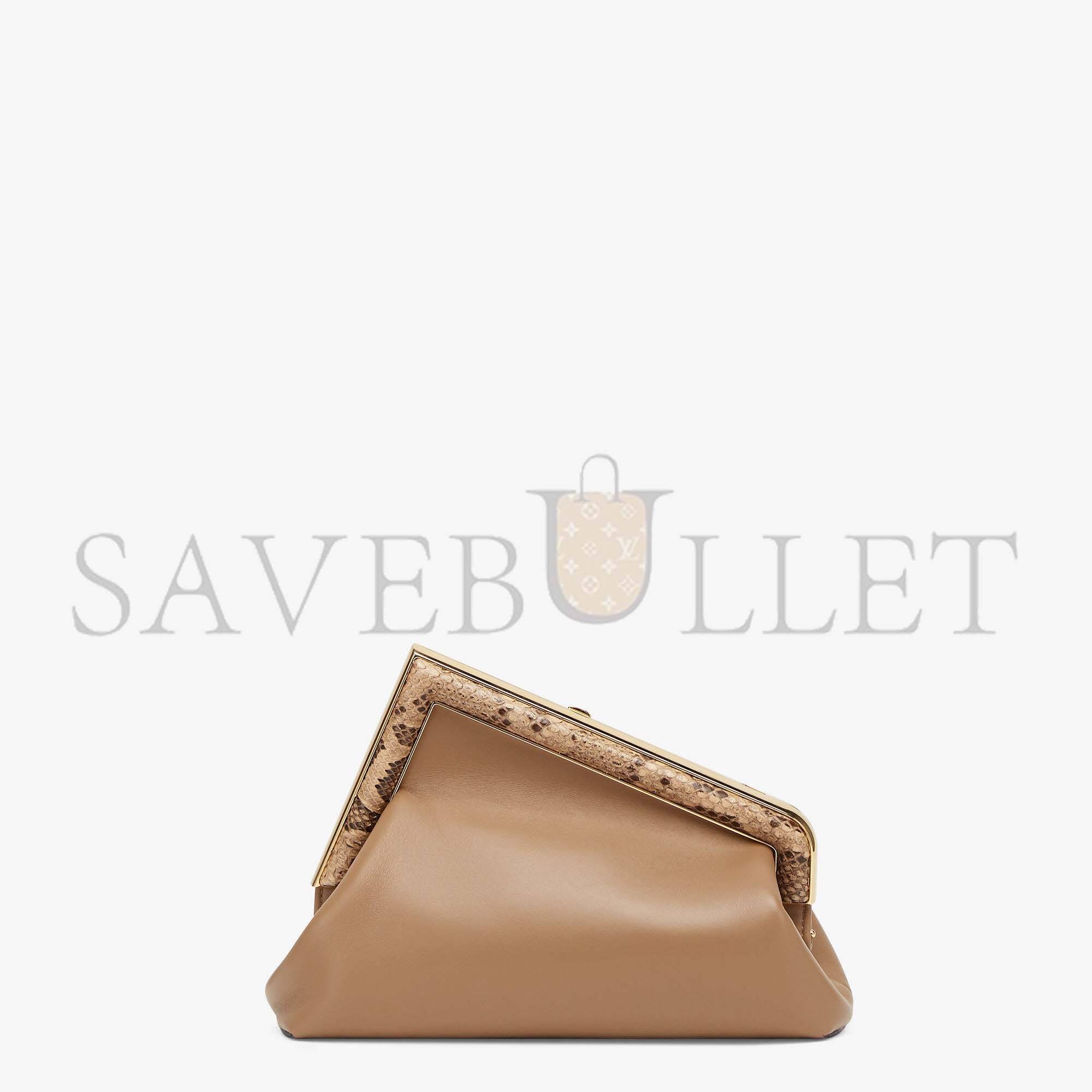 F**di first small - beige leather bag with exotic details 8bp129agwrf1gem (26*18*9.5cm)