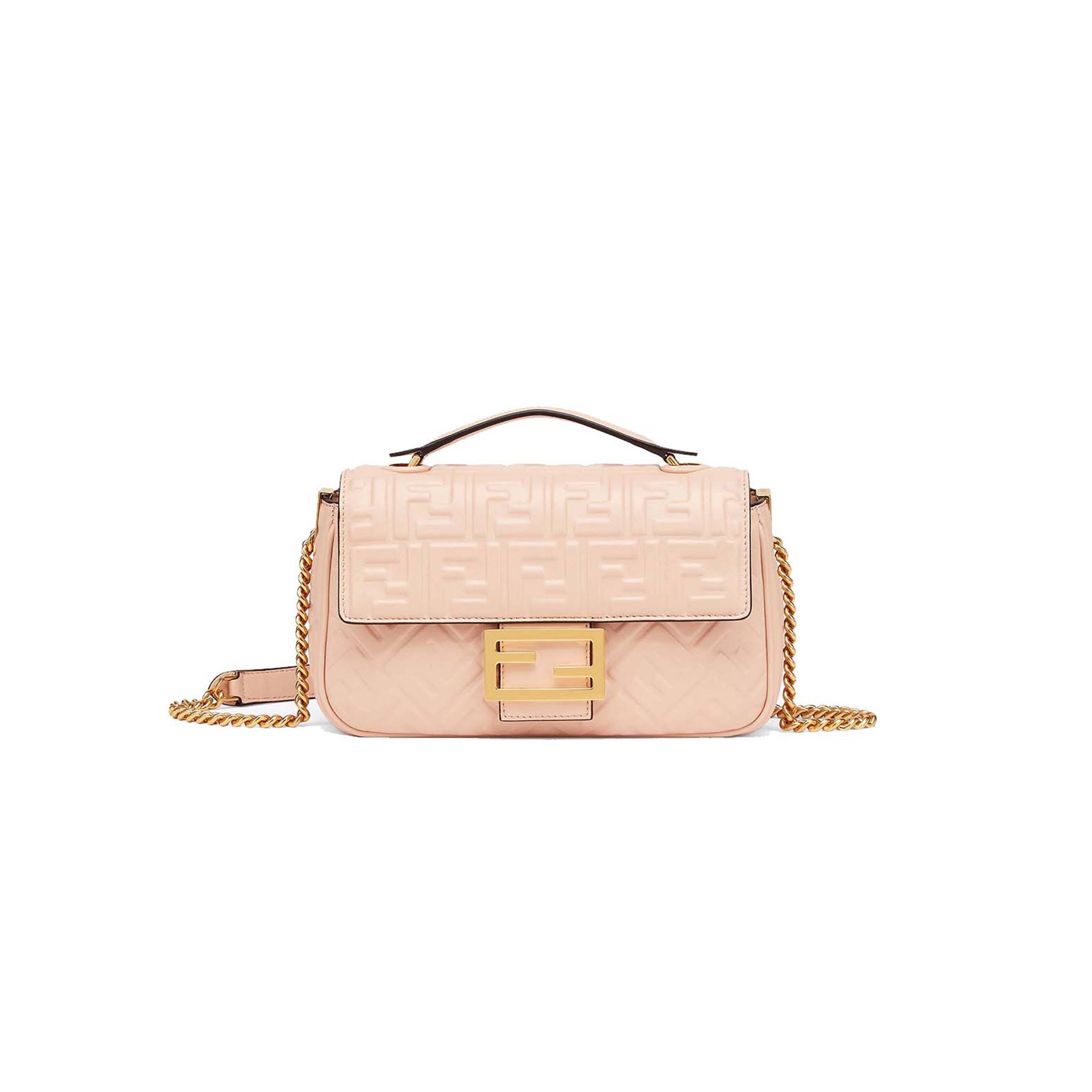 F**di baguette chain midi - pale pink leather bag 8br793ah9cf171m (24*14.5*7cm)