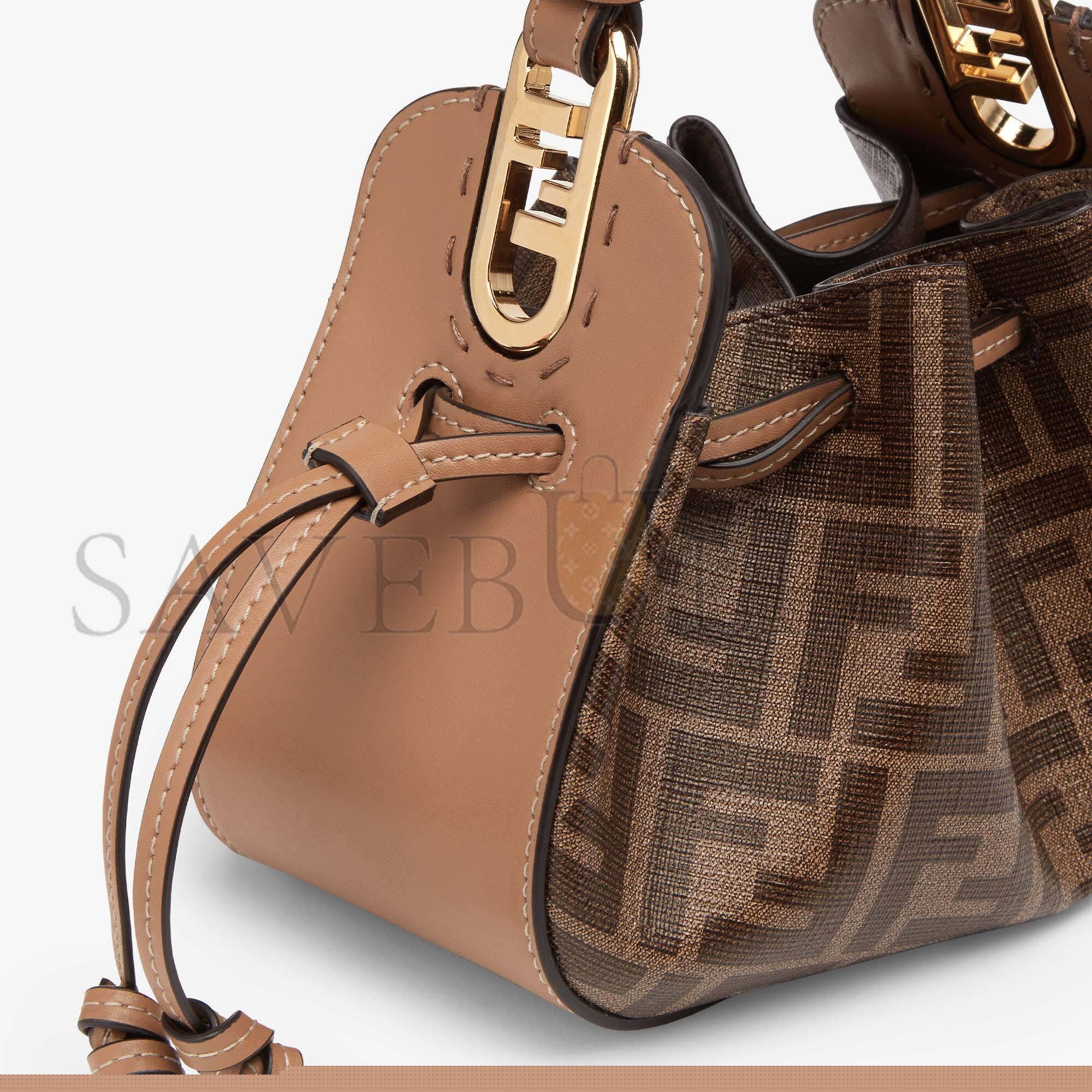 F**di pomodorino - brown ff fabric mini-bag 8bs059ahwvf1ge3 (21.5*17*14cm)