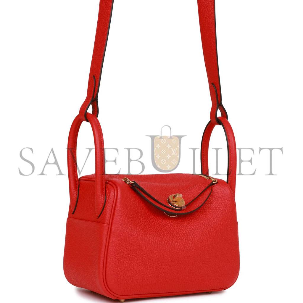 H**mes mini lindy rouge de coeur clemence gold hardware (19*12.5*9)