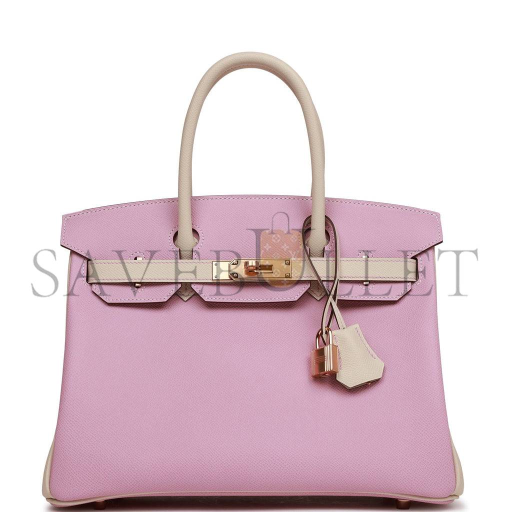 H**mes special order (hss) birkin 30 mauve sylvestre and craie epsom rose gold hardware ( 30cm*22*16cm)