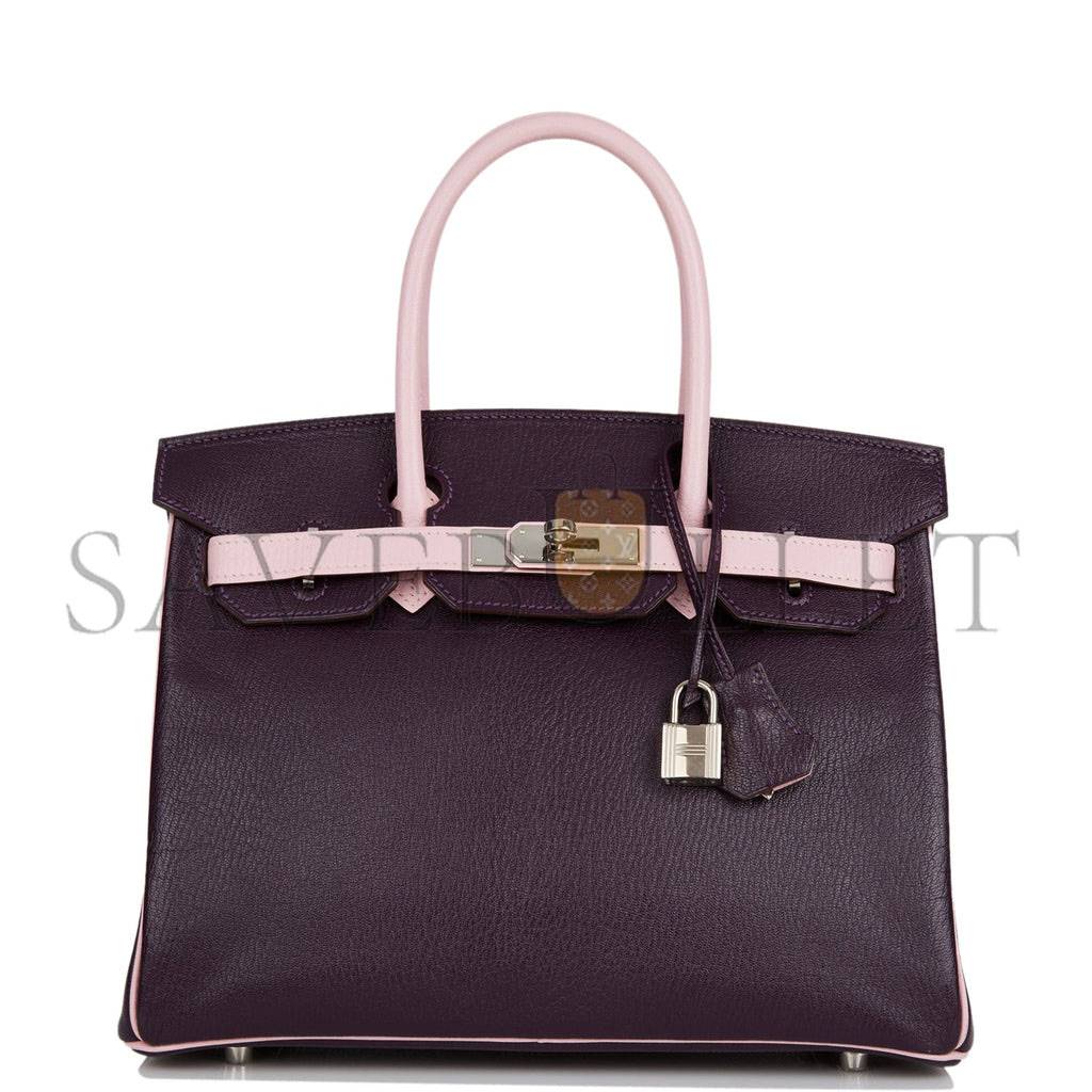 H**mes special order (hss) birkin 30 raisin and rose sakura chevre palladium hardware ( 30cm*22*16cm)